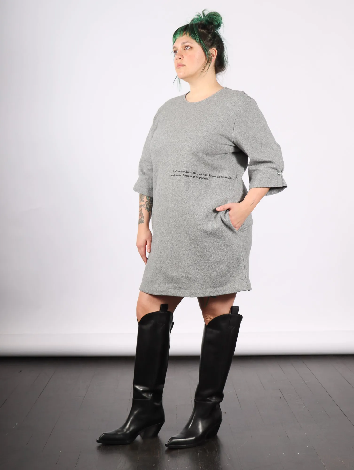 Mini Dress in Grey Melange by MM6 Maison Margiela