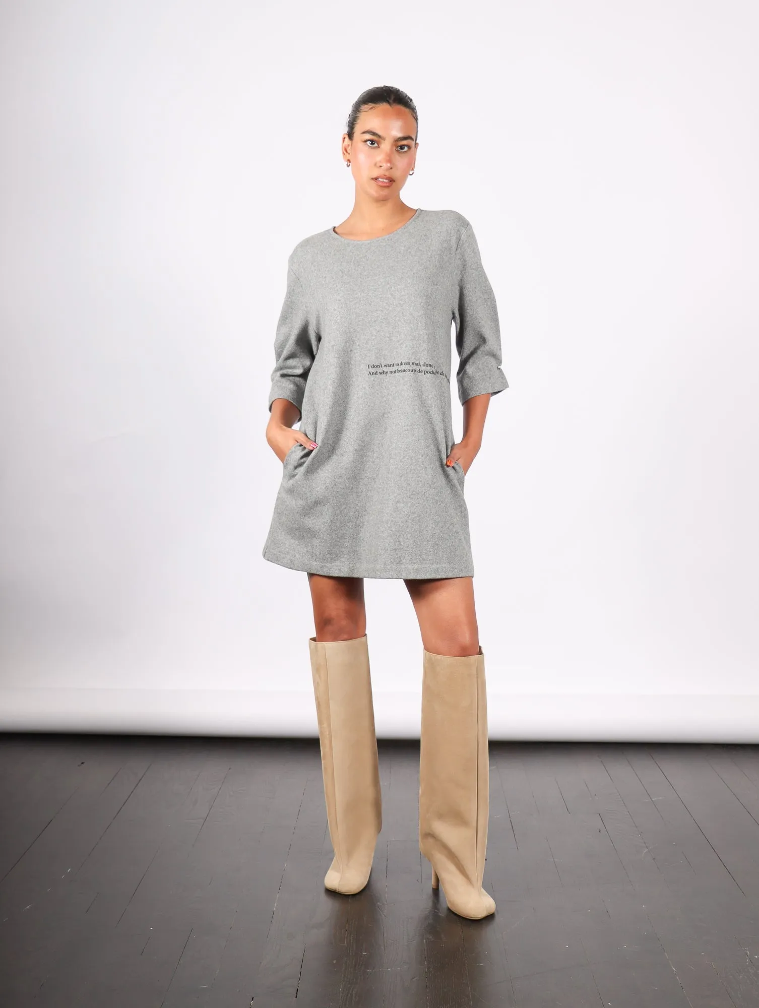 Mini Dress in Grey Melange by MM6 Maison Margiela