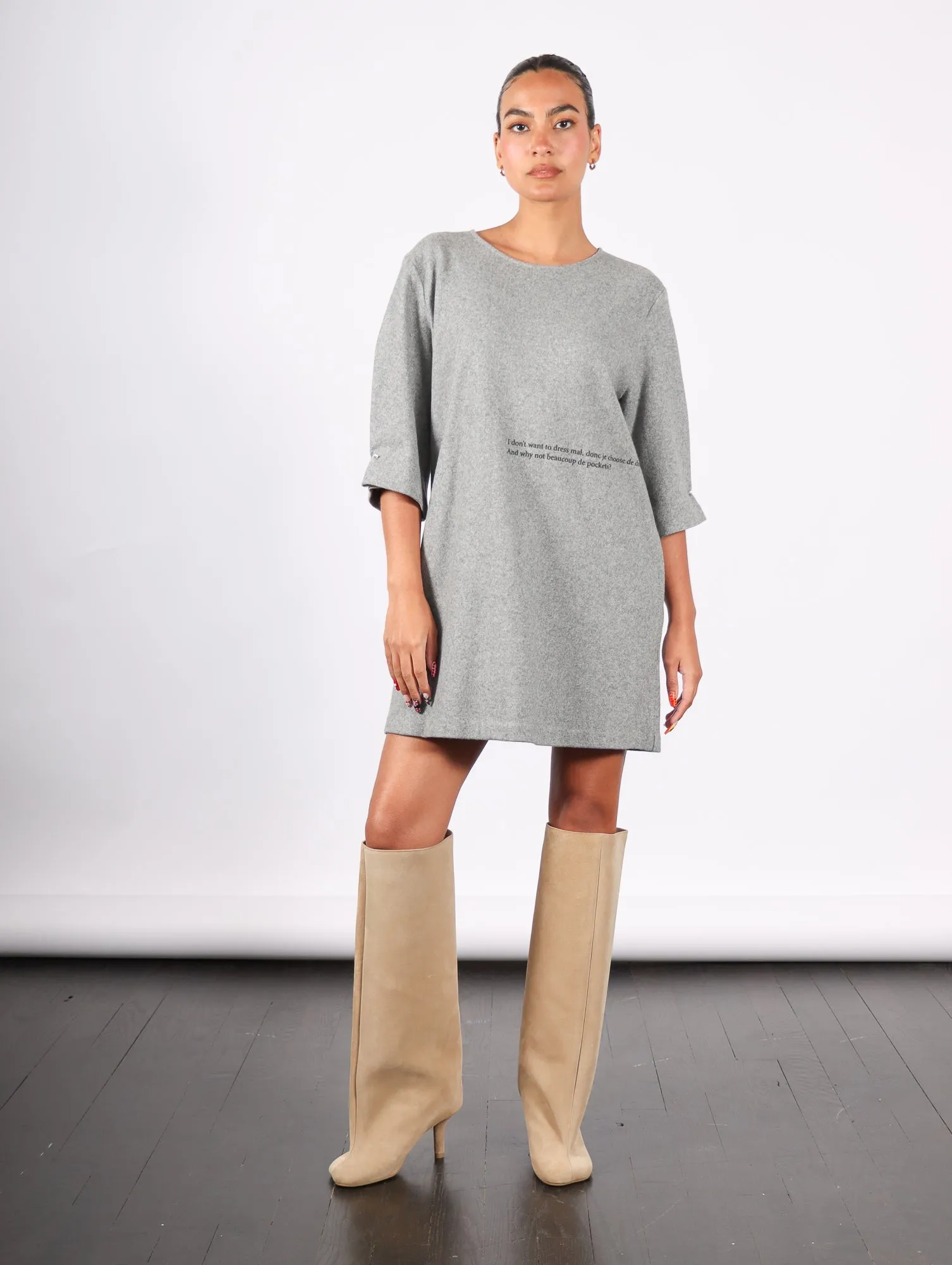 Mini Dress in Grey Melange by MM6 Maison Margiela