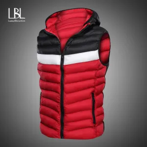 New Spring Autumn Sleeveless Jacket for Men Fashion Warm Cotton Padded Hooded Parkas Male Winter Vest Mens Work Vests Waistcoat