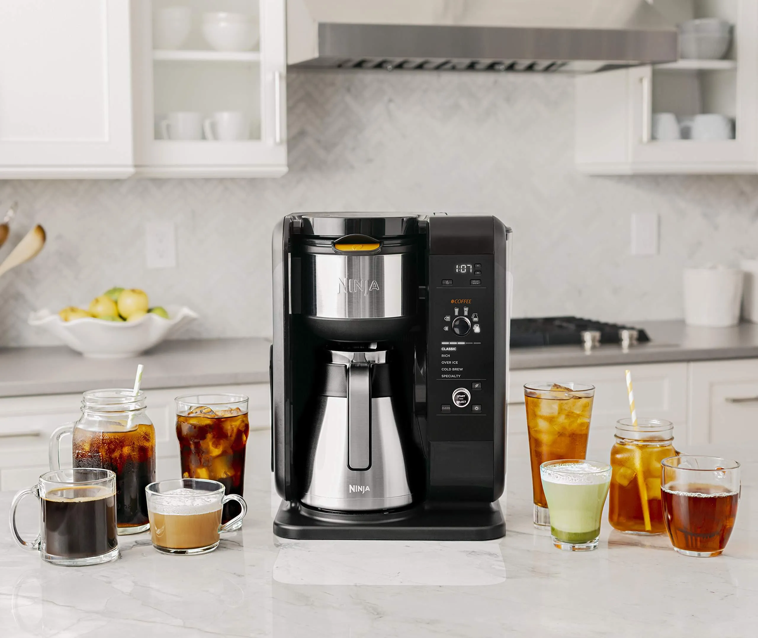 Ninja Hot and Cold Brewed System, Auto-iQ Tea and Coffee Maker with 6 Brew Sizes, 5 Brew Styles, Frother, Coffee & Tea Baskets with Thermal Carafe (CP307)