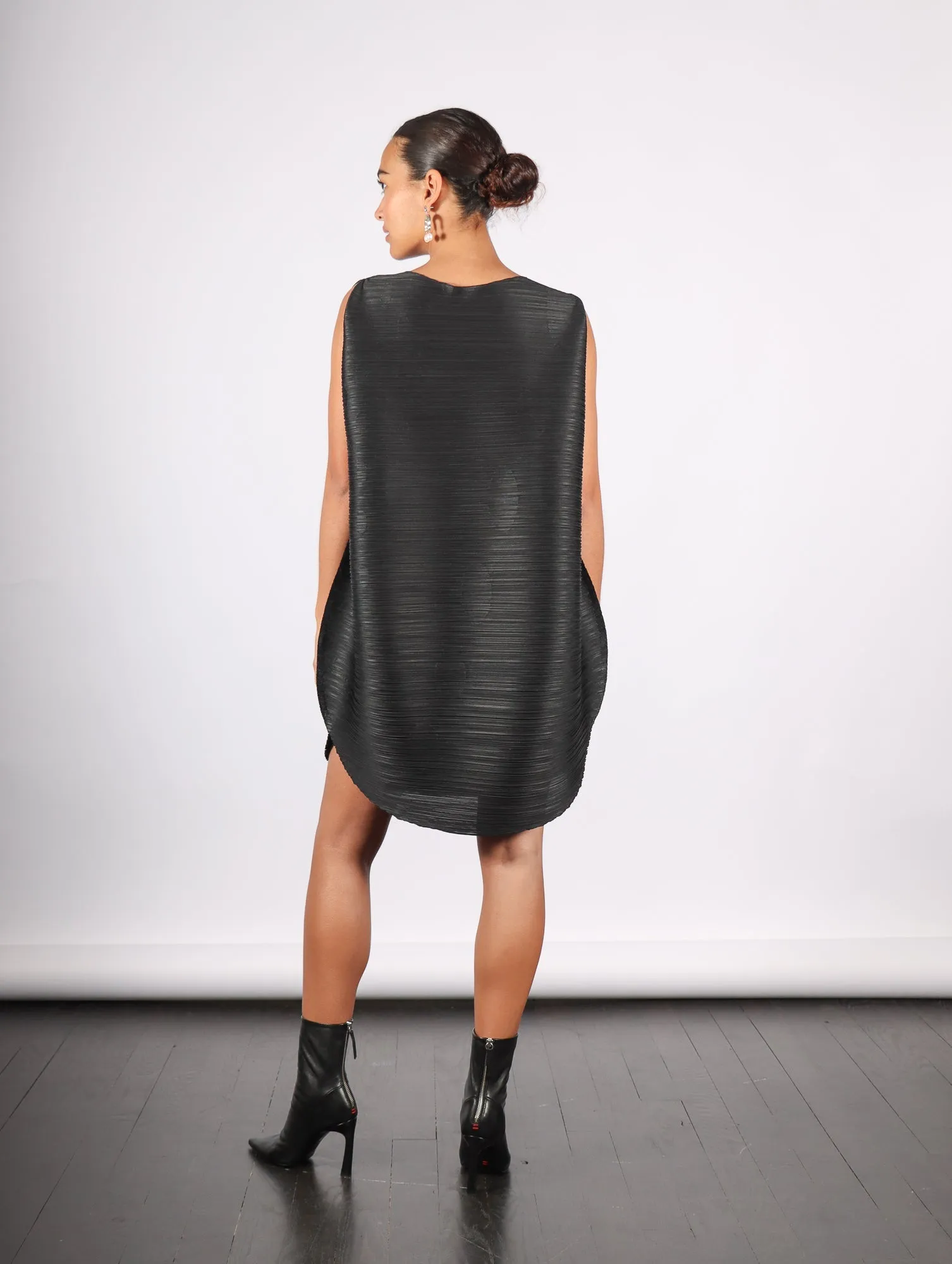 Orbit Tunic in Black by Pleats Please Issey Miyake