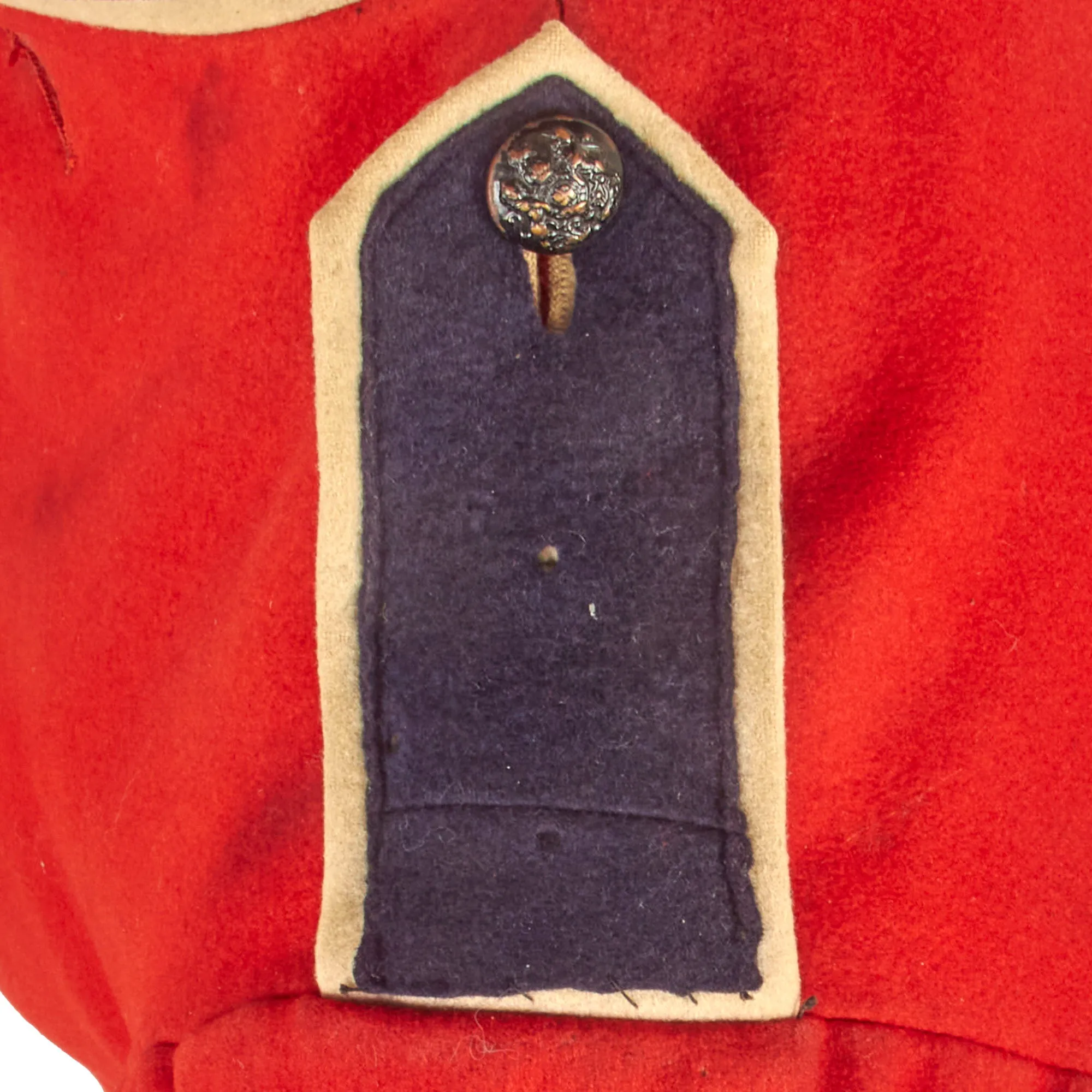 Original British Late Victorian to Pre WWI Era Regimental Scarlet Tunic - Marked As Being “Property of Aldershot Tattoo”