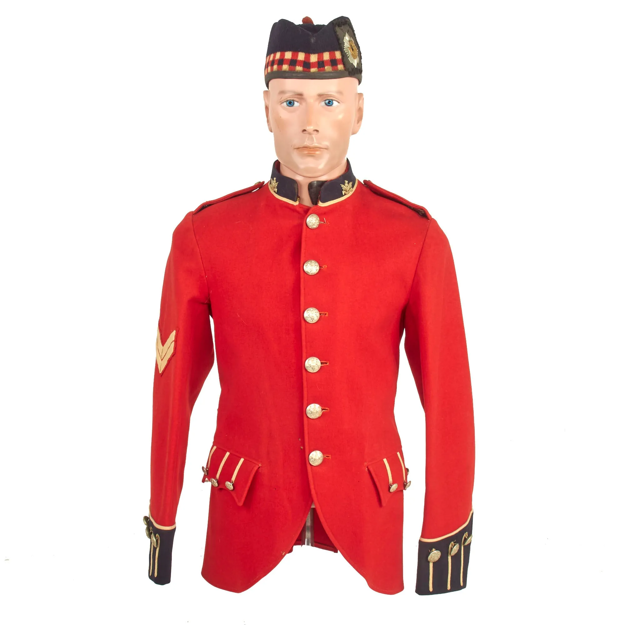 Original British Pre-WWI 8th Territorial Battalion Royal Scots Scarlet Tunic Uniform Set With Trousers and Glengarry Cap