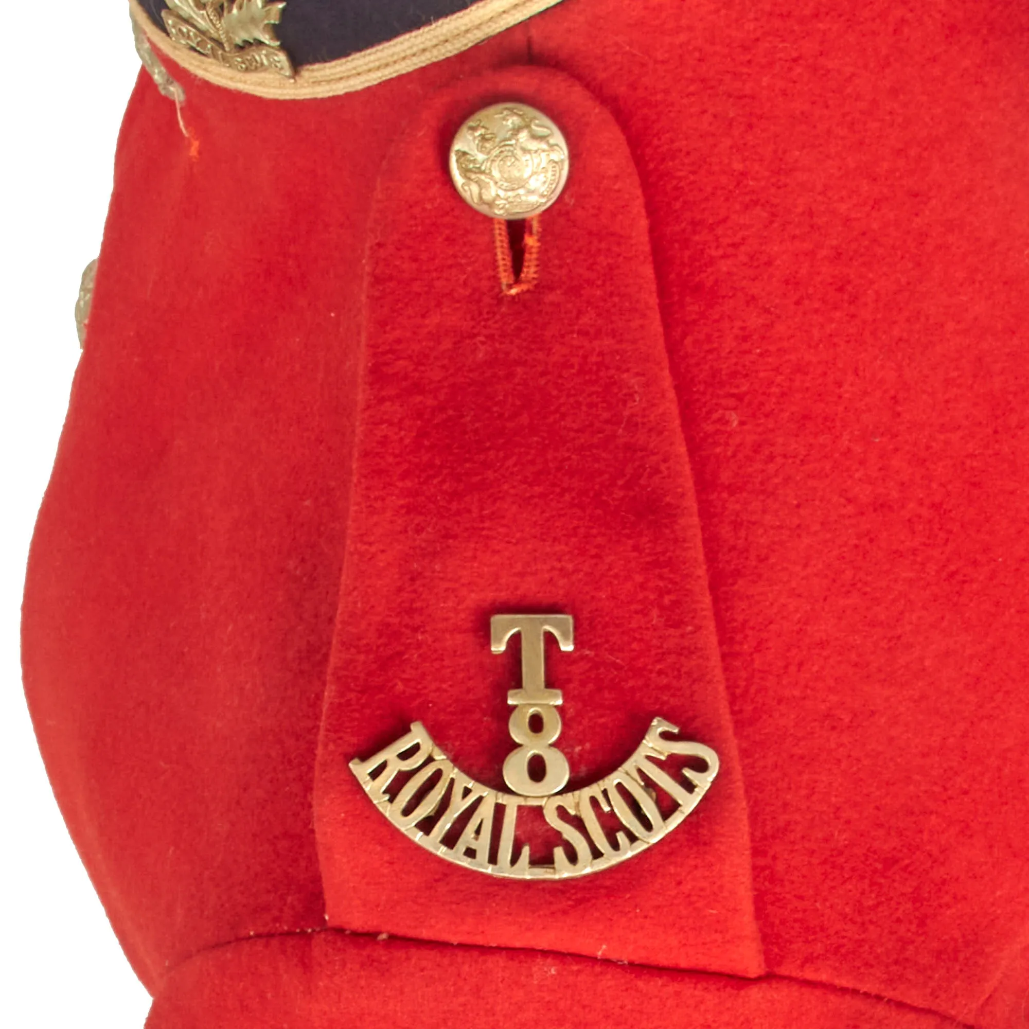 Original British Pre-WWI 8th Territorial Battalion Royal Scots Scarlet Tunic Uniform Set With Trousers and Glengarry Cap