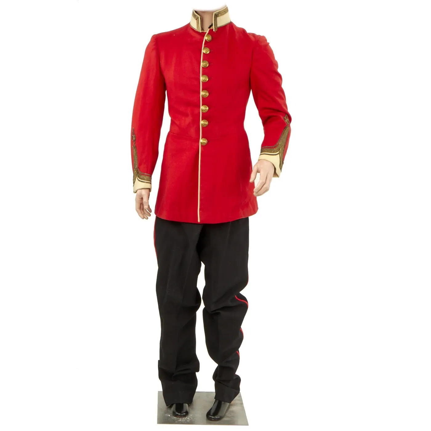 Original British Victorian Era Gloustershire Regiment Scarlet Officer Dress Tunic and Trousers - Identified to Lt. Crawhill