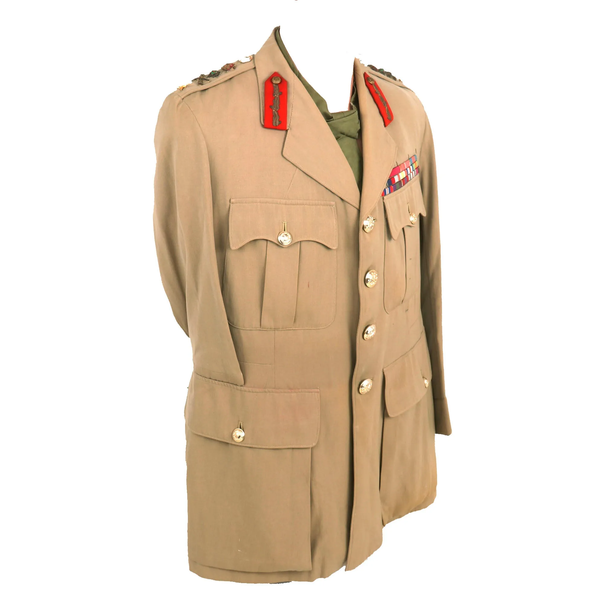 Original British WWII General Geoffrey K. Bourne 21st Anti-Tank Regiment Commander 1950s Uniform Tunic with Photos - Formerly Part of the A.A.F. Tank Museum