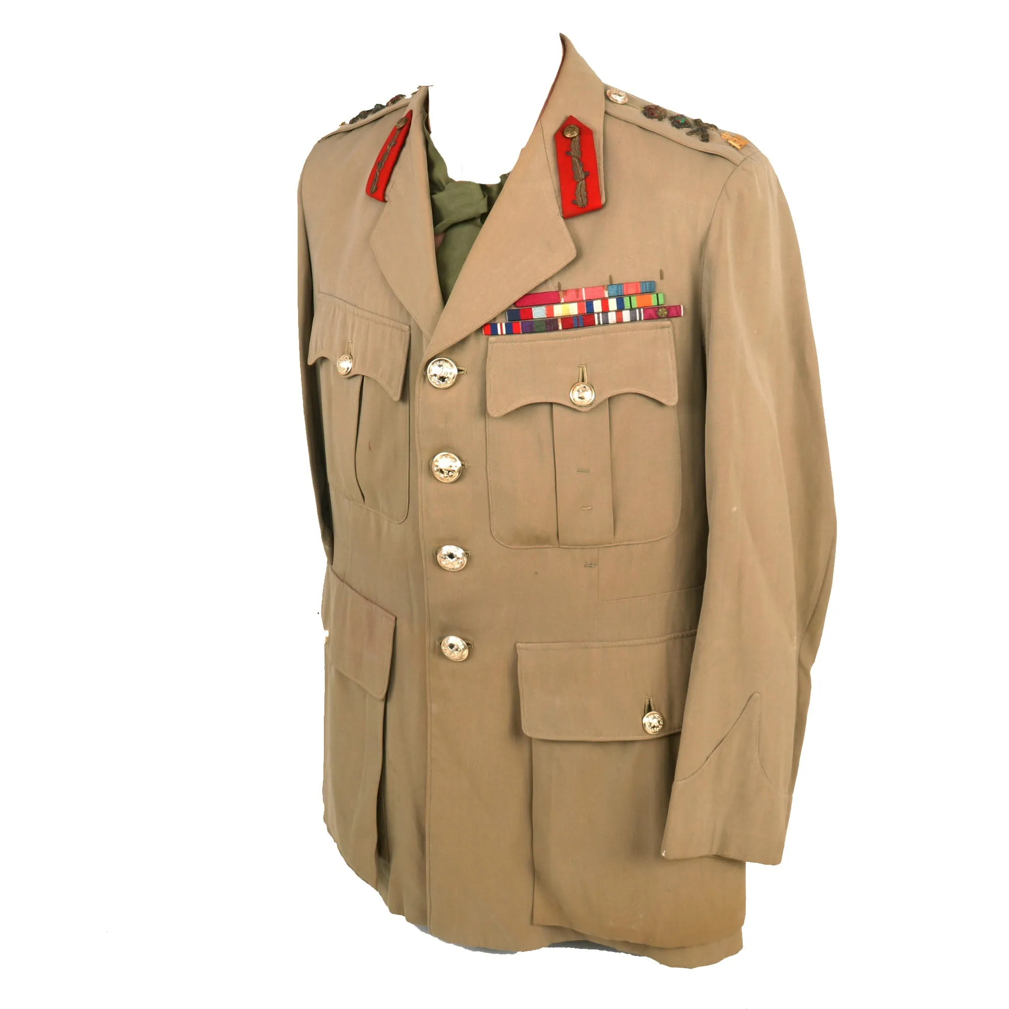 Original British WWII General Geoffrey K. Bourne 21st Anti-Tank Regiment Commander 1950s Uniform Tunic with Photos - Formerly Part of the A.A.F. Tank Museum