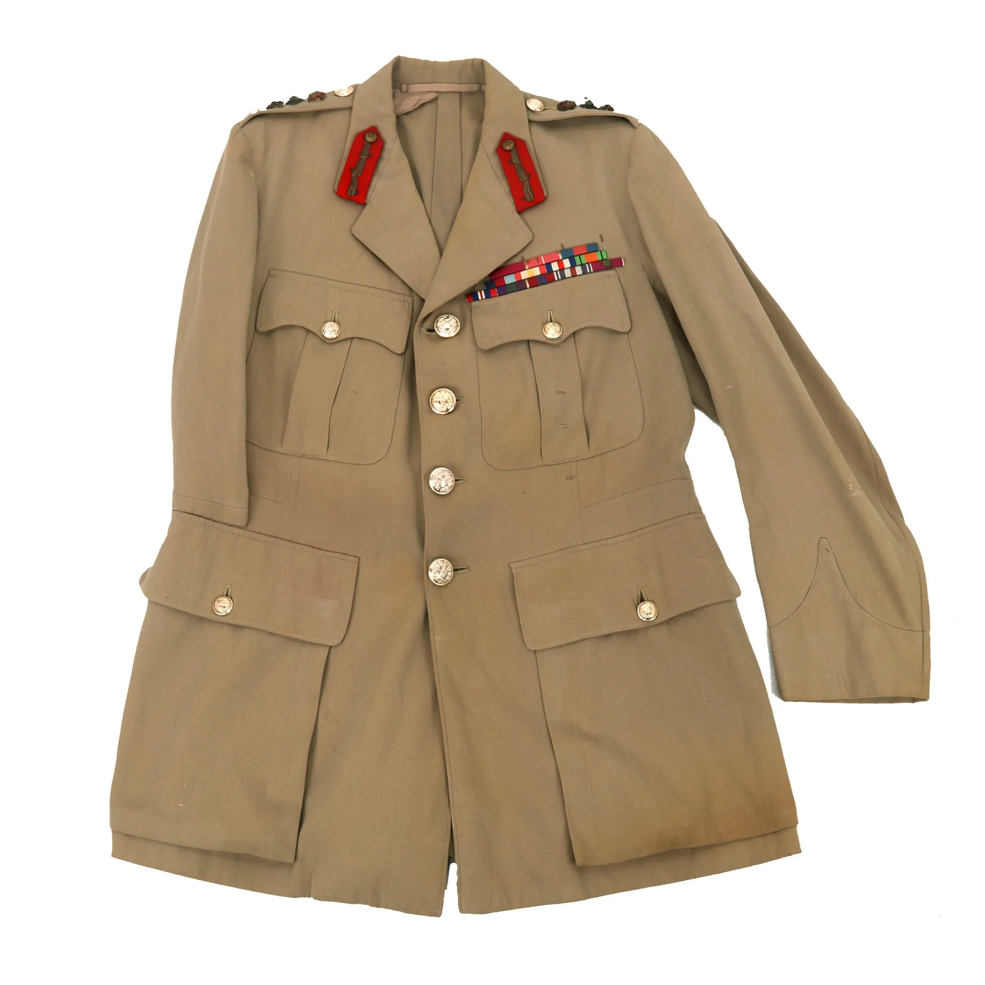 Original British WWII General Geoffrey K. Bourne 21st Anti-Tank Regiment Commander 1950s Uniform Tunic with Photos - Formerly Part of the A.A.F. Tank Museum