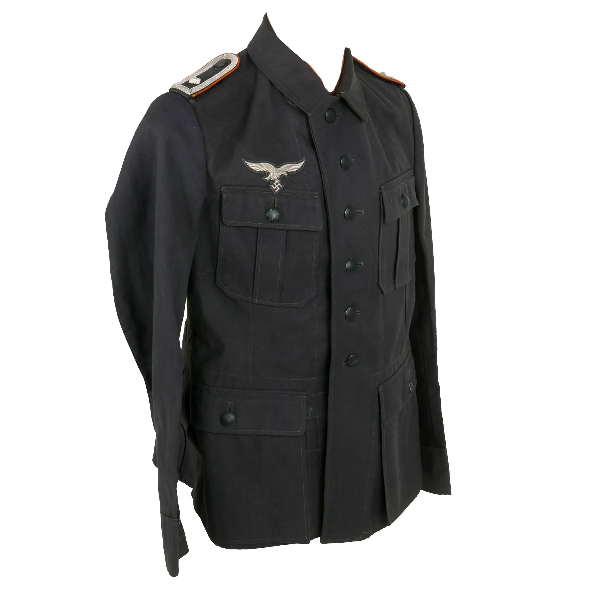 Original Excellent German WWII Luftwaffe Flight Branch Feldwebel NCO HBT Blue Denim Field Service Tunic