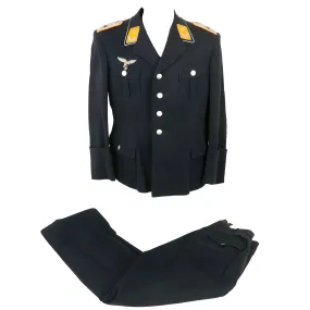 Original German Early WWII Luftwaffe Oberleutnant Officers Fliegerbluse Uniform Tunic with Trousers - Embroidered "Droop-Tail" Eagle