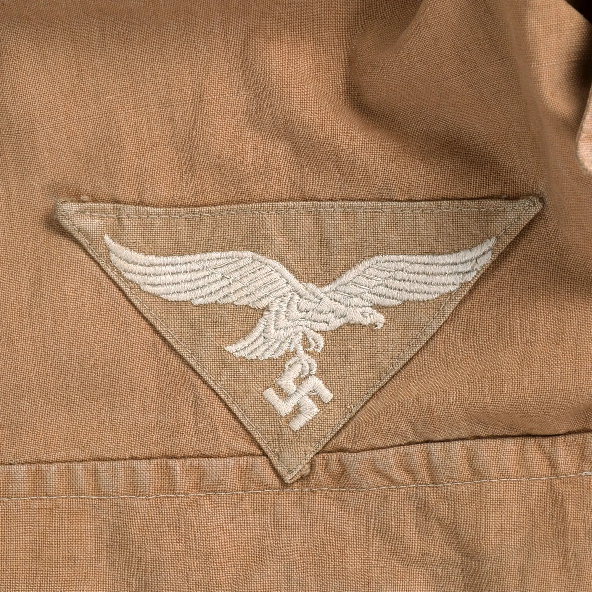 Original German WWII Afrika Korps Luftwaffe Flight NCO Tan Tropical Uniform Flight Jacket Shirt - Size II 38cm Collar