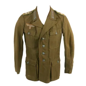 Original German WWII Afrika Korps Panzergrenadier Oberfeldwebel NCO M41 Tropical Uniform Tunic - dated 1942