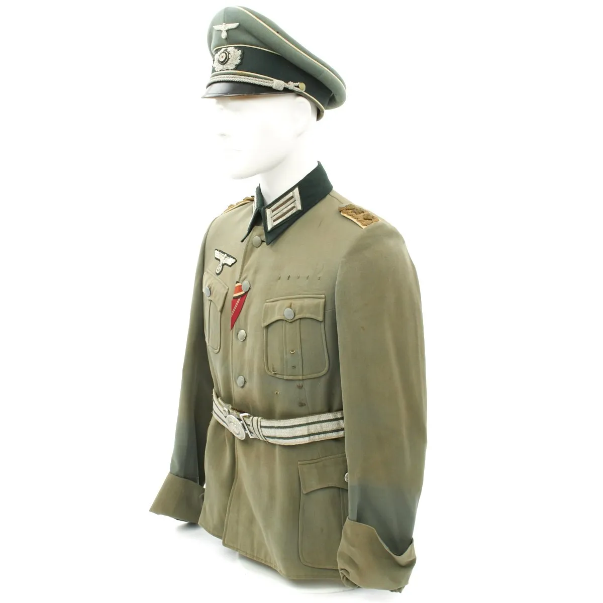 Original German WWII Army Colonel Tailored Uniform - Tunic, Belt, Visor Cap by Erel