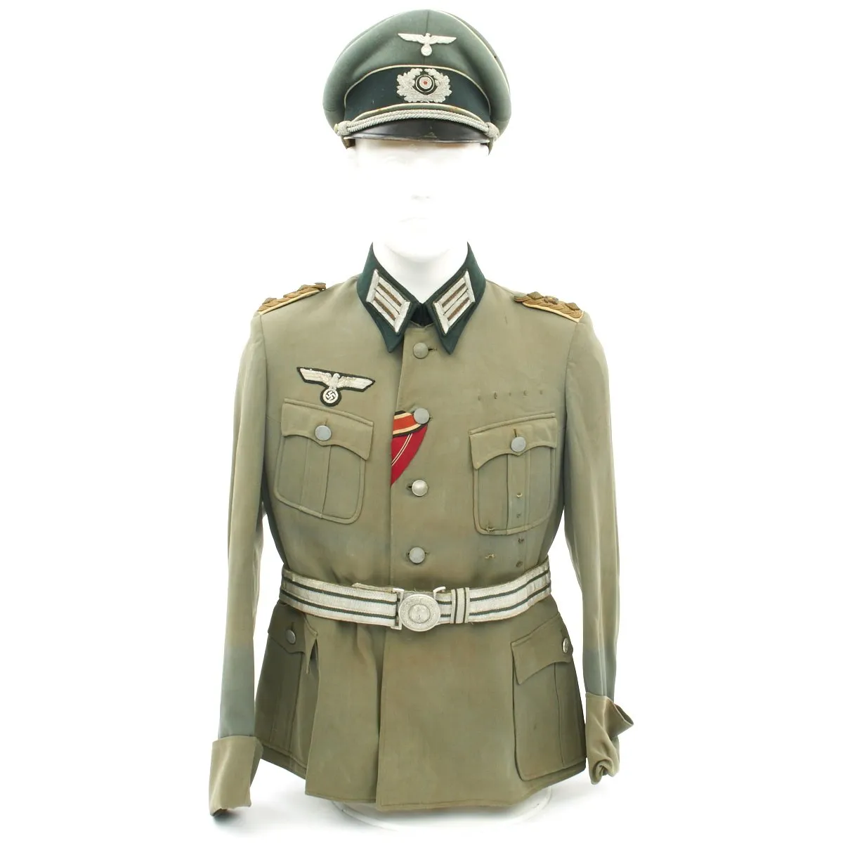 Original German WWII Army Colonel Tailored Uniform - Tunic, Belt, Visor Cap by Erel