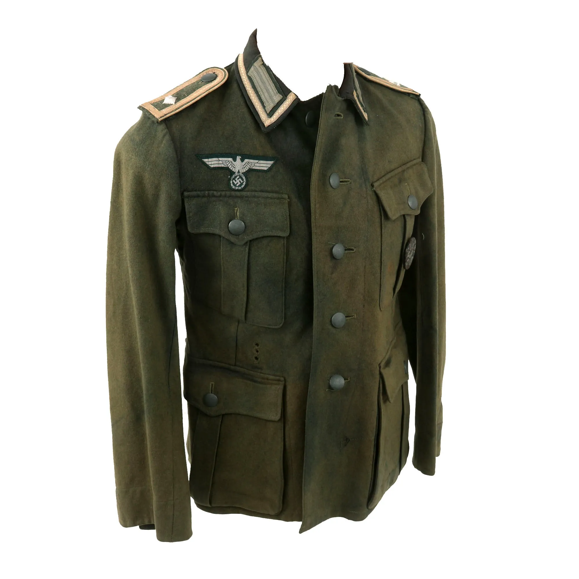 Original German WWII Depot Refitted Heer Army Infantry Feldwebel NCO M36 Uniform Tunic - Replica Shoulder Boards