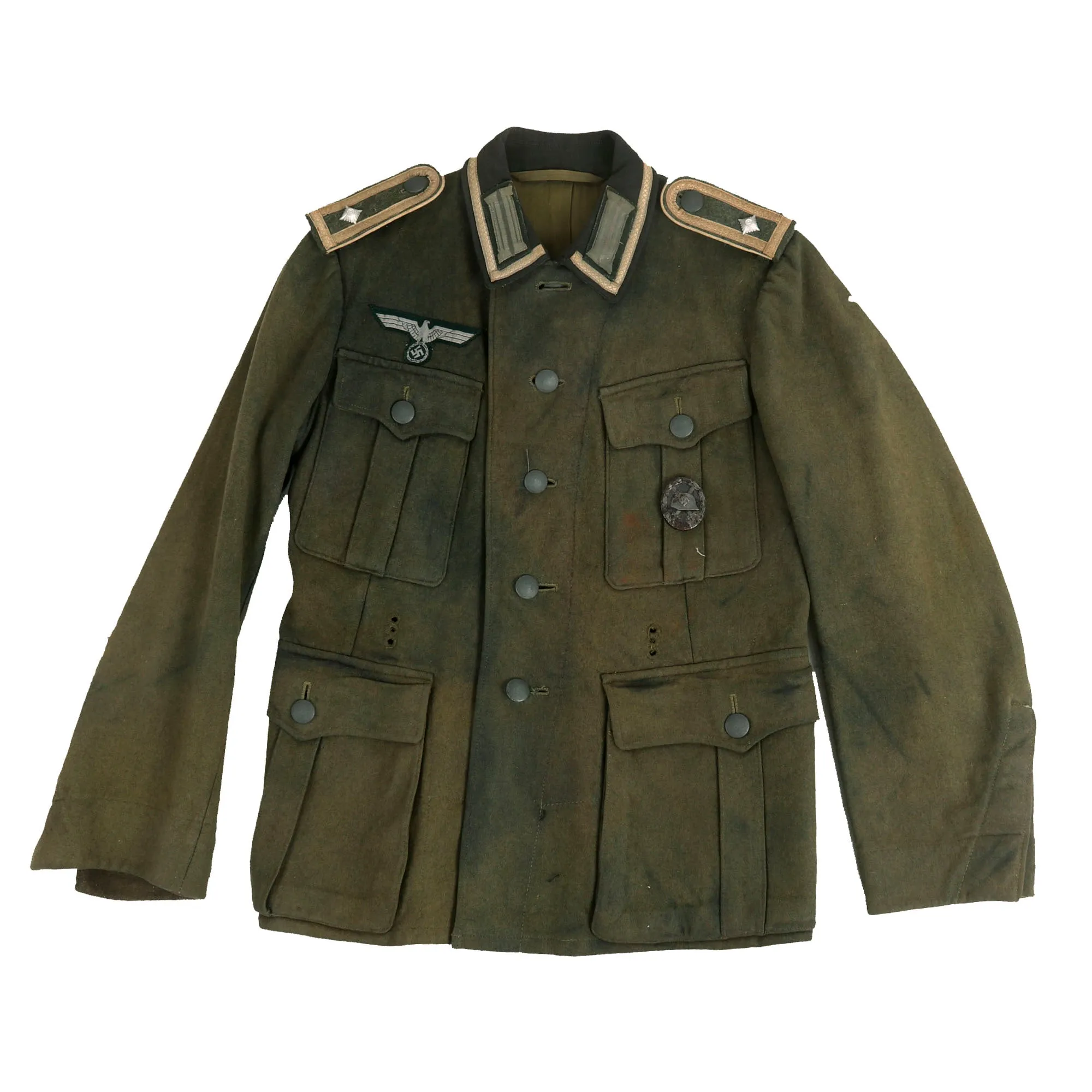 Original German WWII Depot Refitted Heer Army Infantry Feldwebel NCO M36 Uniform Tunic - Replica Shoulder Boards