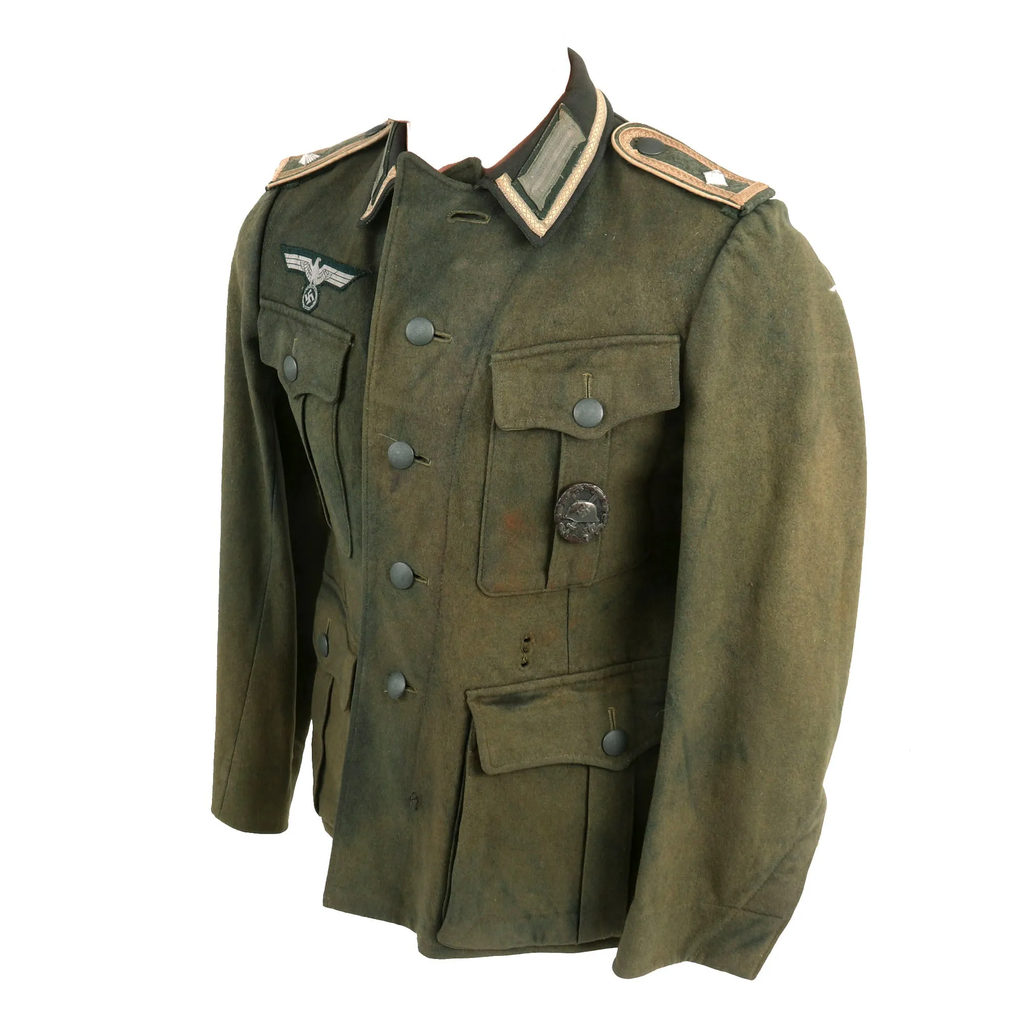 Original German WWII Depot Refitted Heer Army Infantry Feldwebel NCO M36 Uniform Tunic - Replica Shoulder Boards