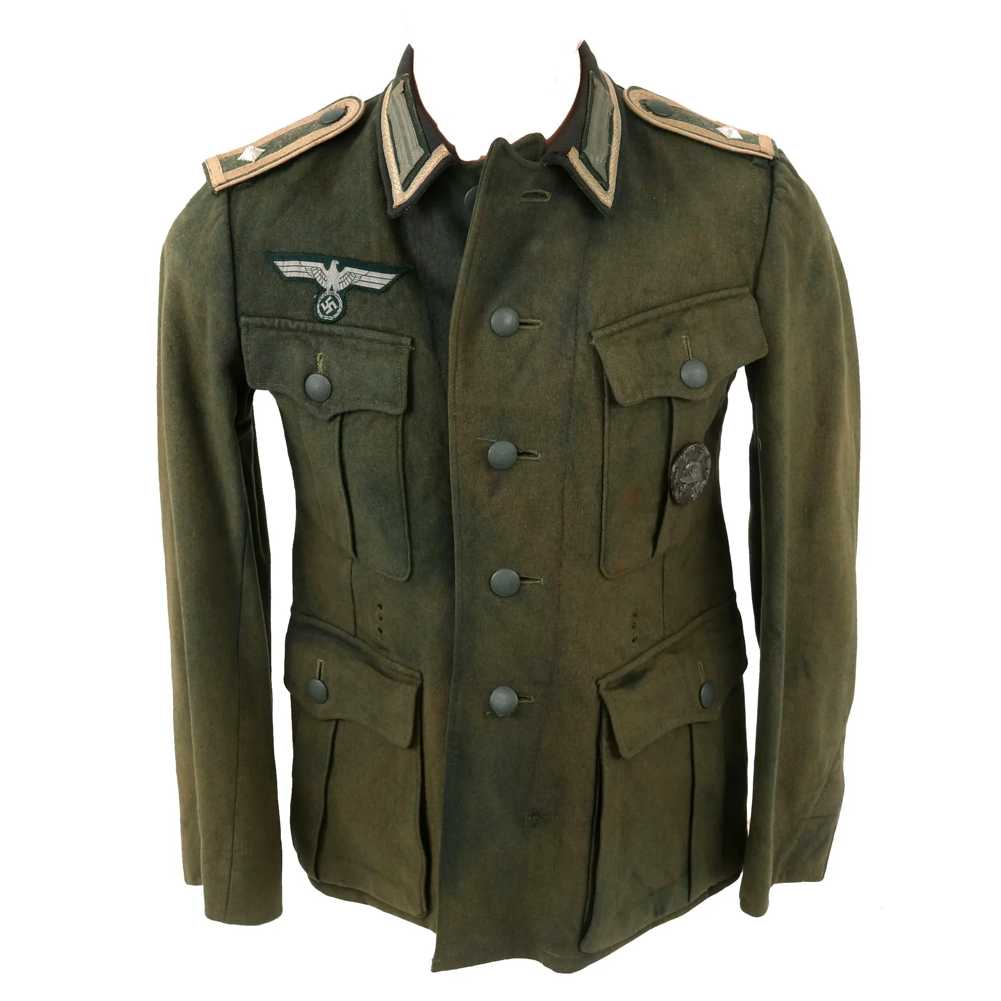 Original German WWII Depot Refitted Heer Army Infantry Feldwebel NCO M36 Uniform Tunic - Replica Shoulder Boards