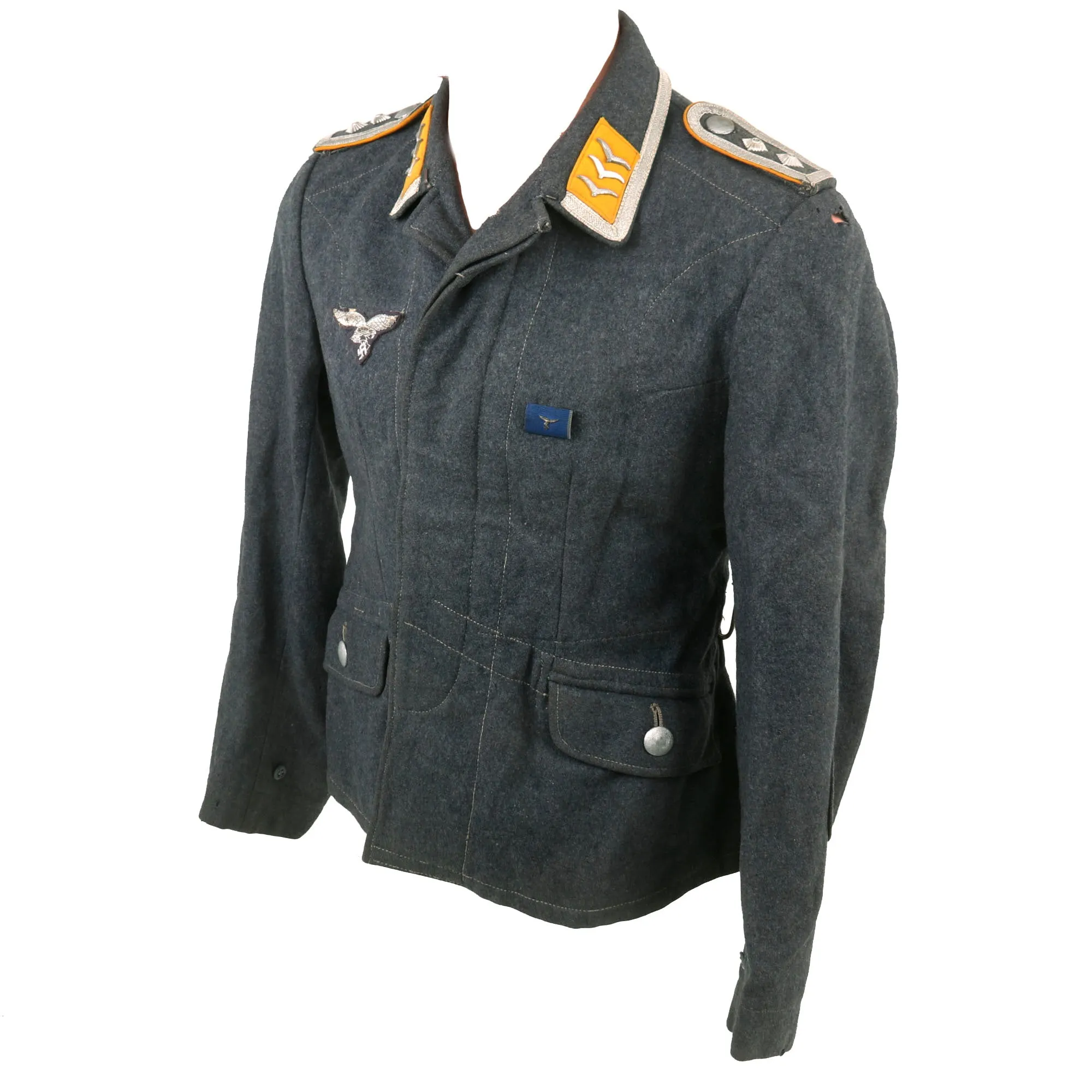 Original German WWII Early Luftwaffe Oberfeldwebel NCO Fliegerbluse Tunic with Fallschirmjäger Badge & Droop Tail Eagle