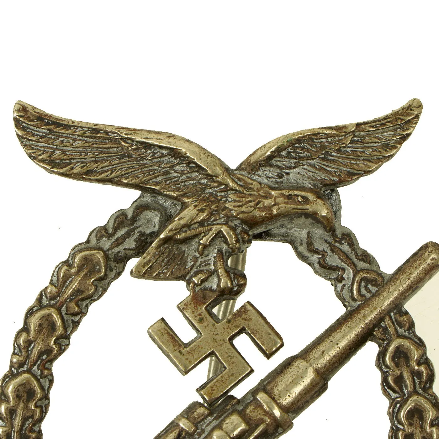 Original German WWII Early Tombak Luftwaffe Anti-Aircraft Flak Battle Badge by C.E. Juncker