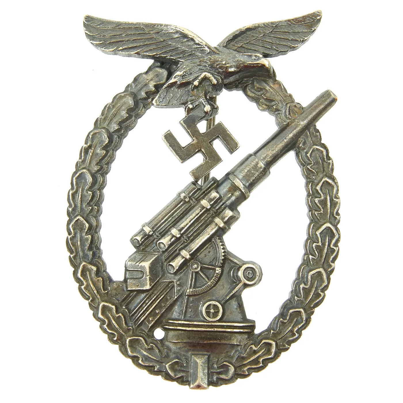 Original German WWII Early War Luftwaffe Anti-Aircraft Flak Battle Badge in Tombak by Brehmer