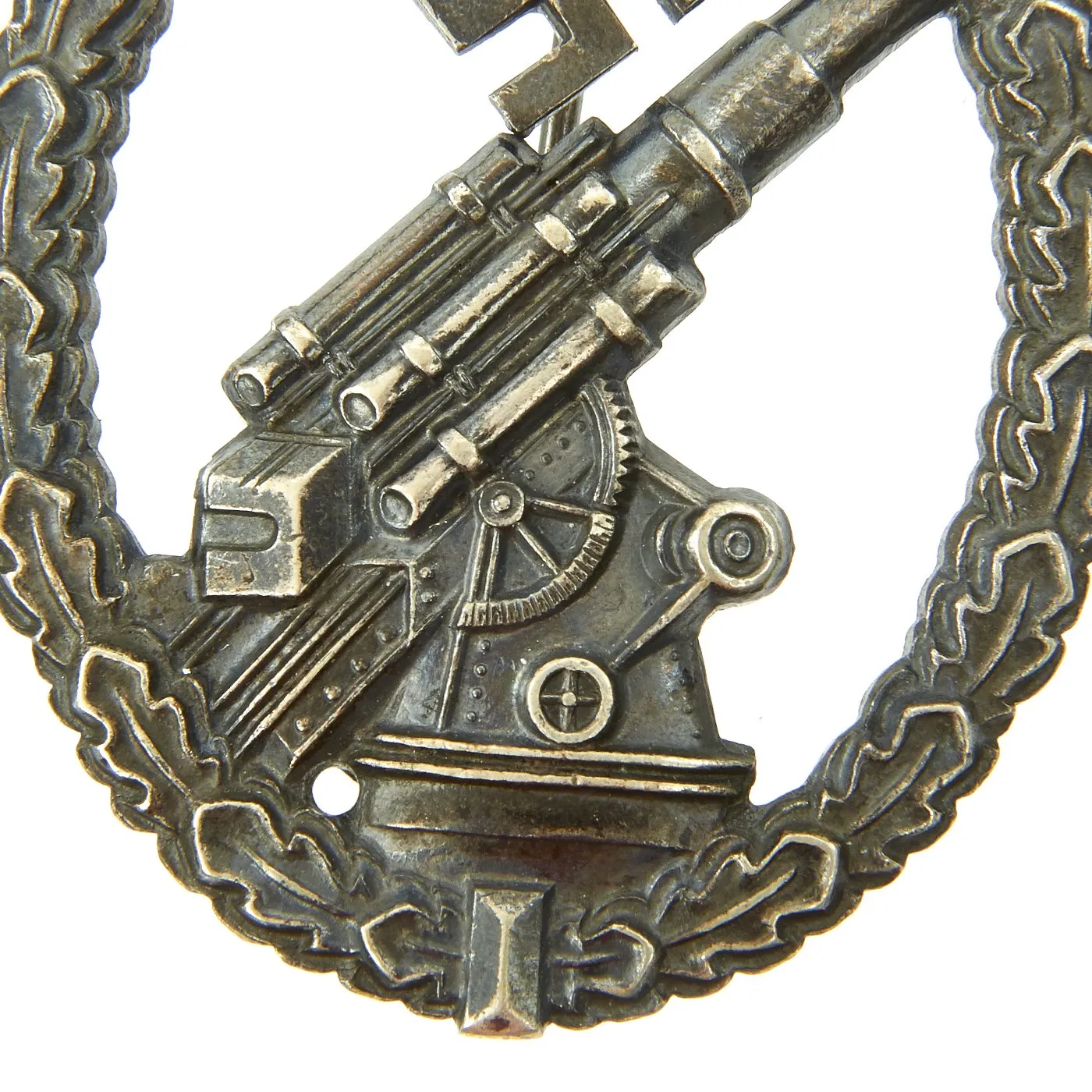 Original German WWII Early War Luftwaffe Anti-Aircraft Flak Battle Badge in Tombak by Brehmer