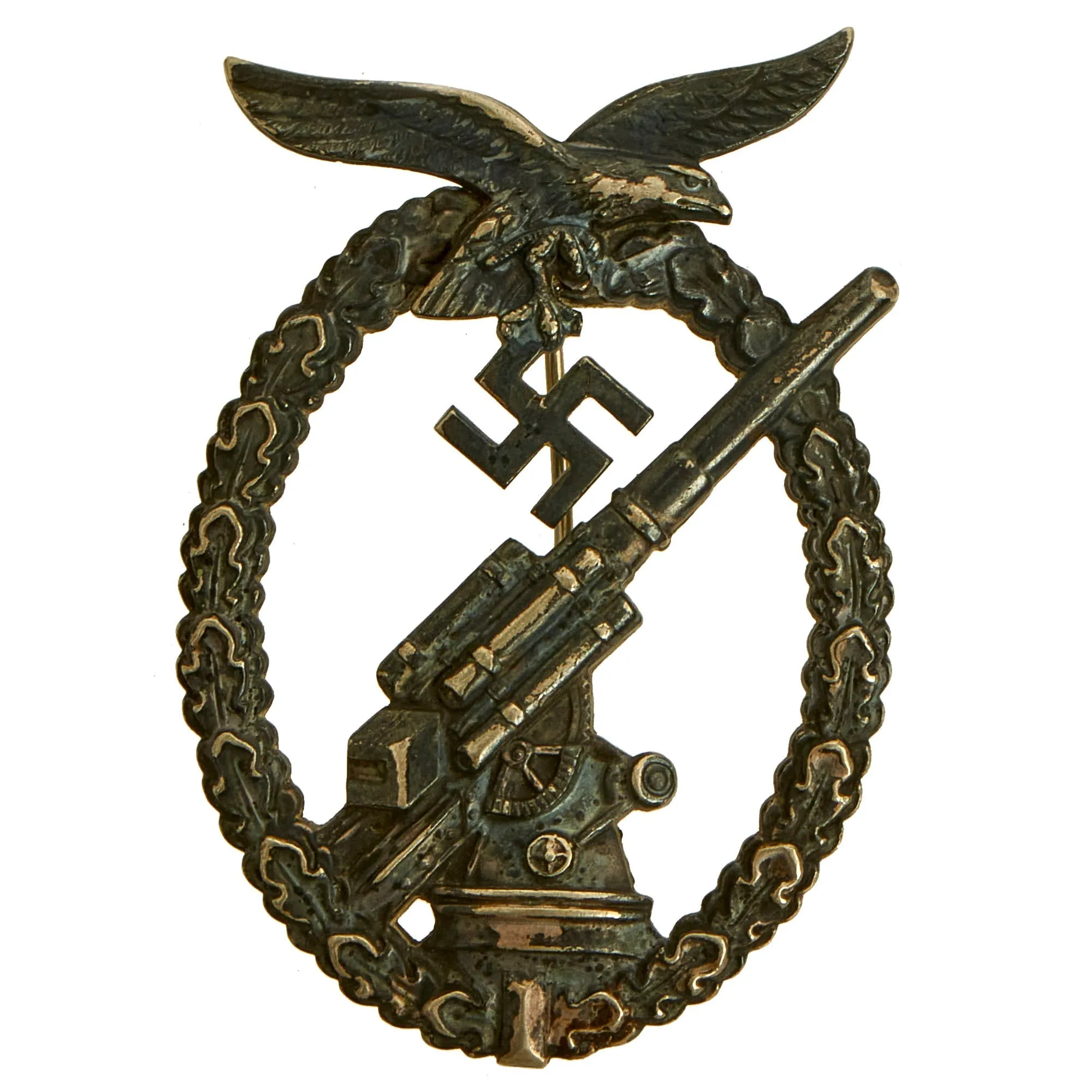 Original German WWII Early War Luftwaffe Anti-Aircraft Flak Battle Badge in Tombak - Unmarked