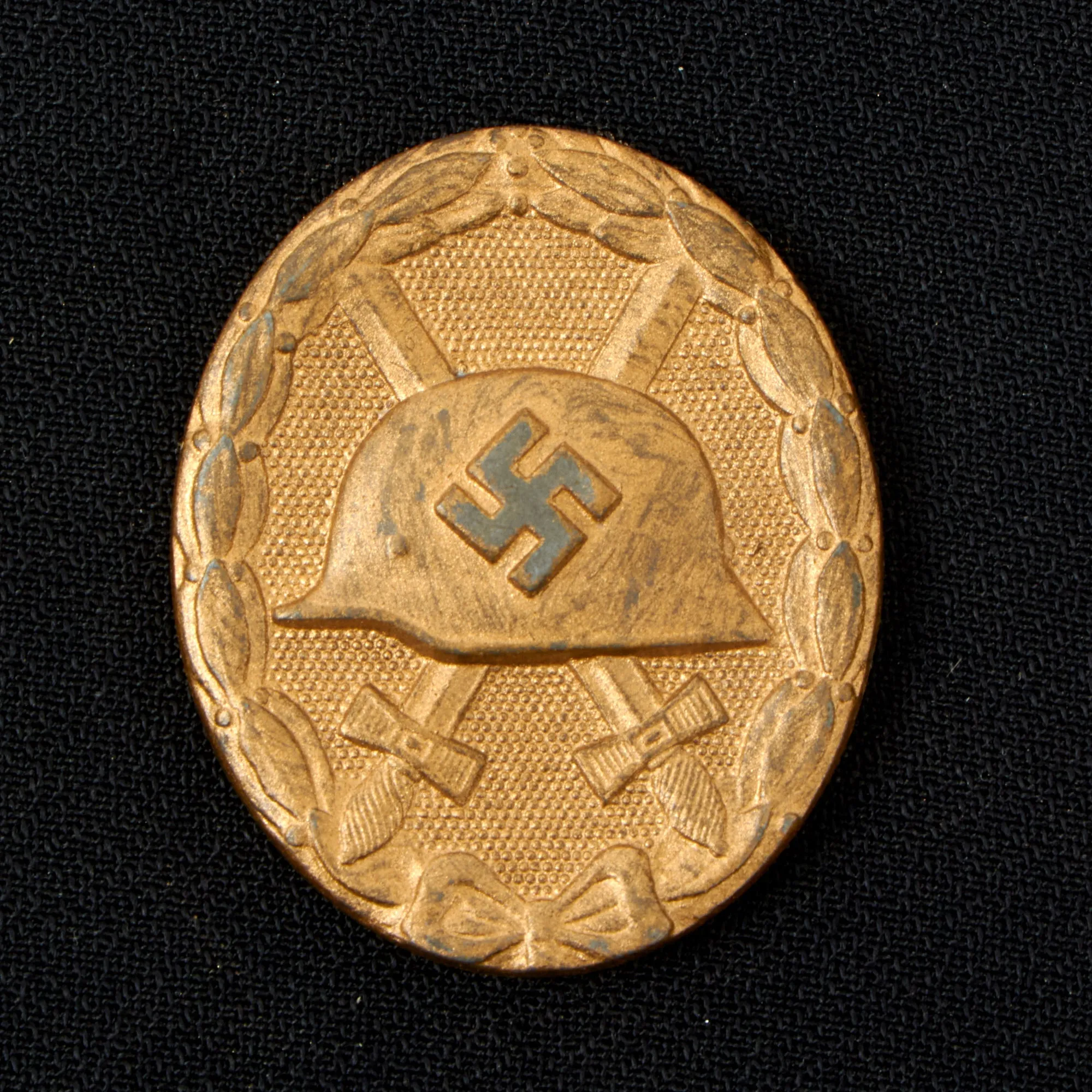 Original German WWII Framed Gold 1st Class Wound Badge by B.H. Mayer's Art Mint with Award Document - 10 ¾" x 8 ¾"