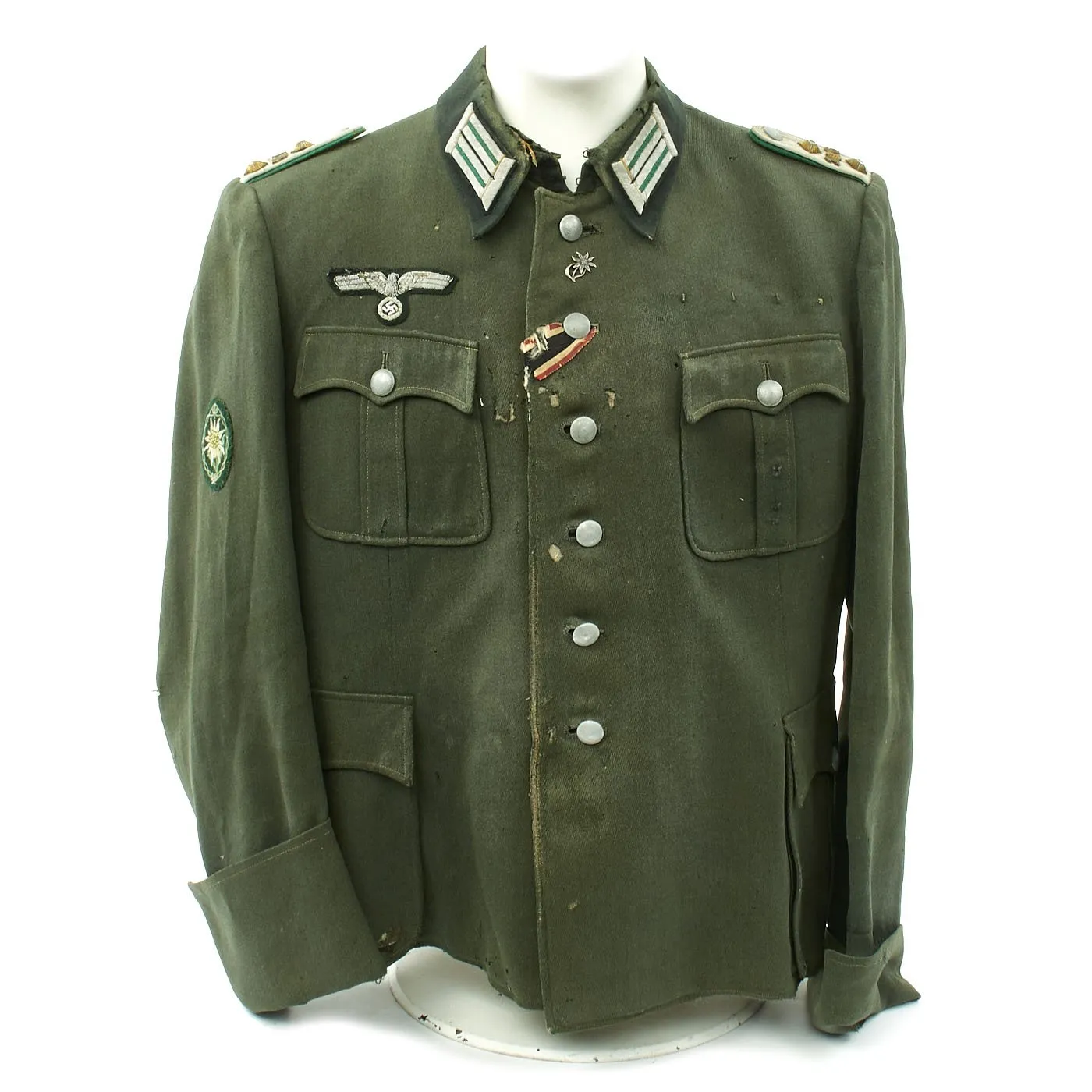 Original German WWII Gebirgsjäger 136th Regiment 2nd Gebirgsjäger Division Officer M1940 Fedlbluse Uniform Tunic