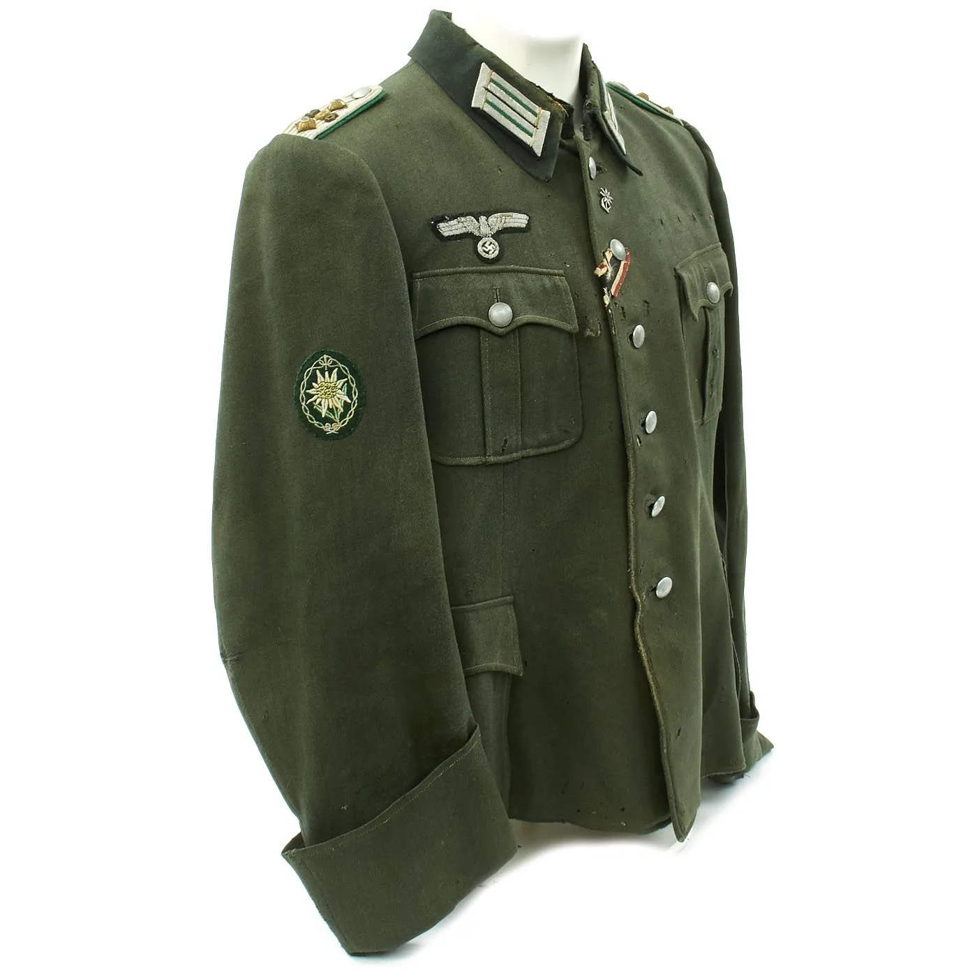 Original German WWII Gebirgsjäger 136th Regiment 2nd Gebirgsjäger Division Officer M1940 Fedlbluse Uniform Tunic