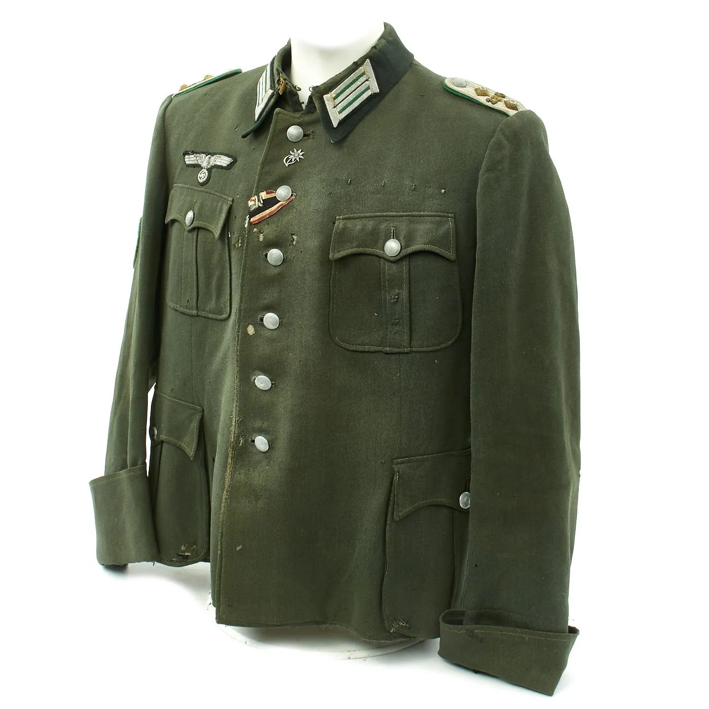 Original German WWII Gebirgsjäger 136th Regiment 2nd Gebirgsjäger Division Officer M1940 Fedlbluse Uniform Tunic