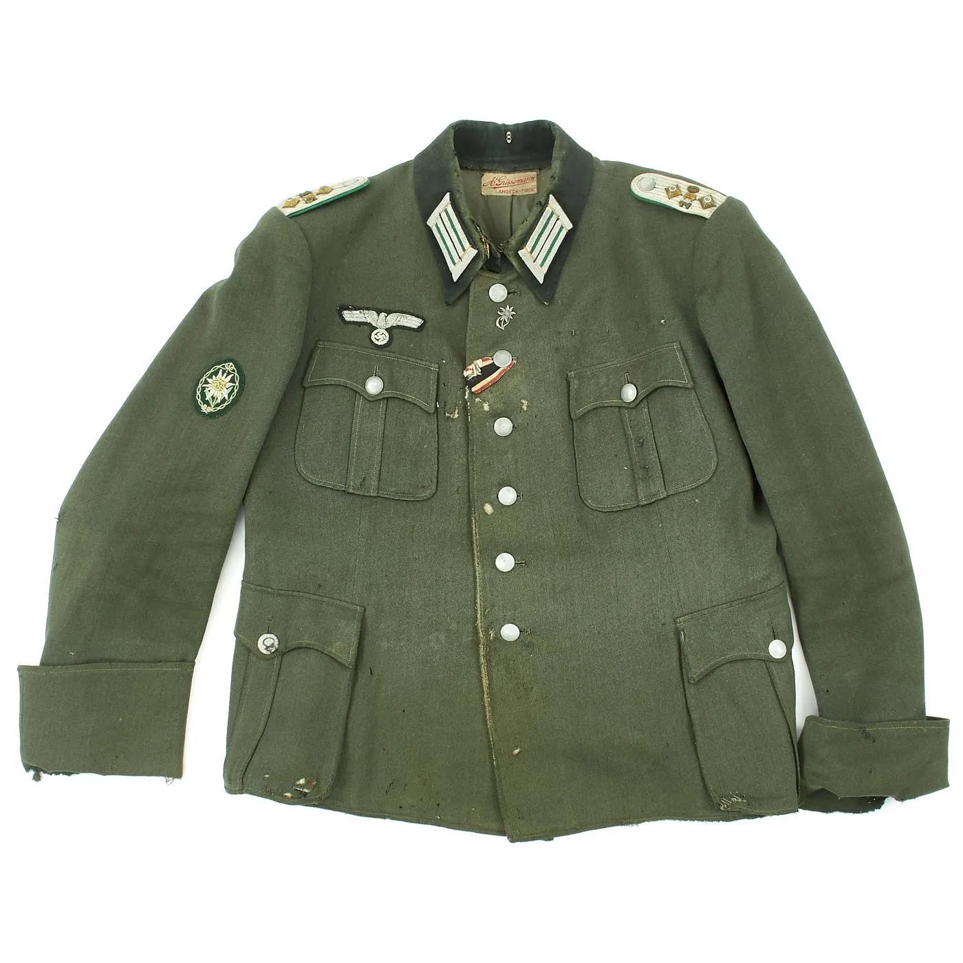 Original German WWII Gebirgsjäger 136th Regiment 2nd Gebirgsjäger Division Officer M1940 Fedlbluse Uniform Tunic