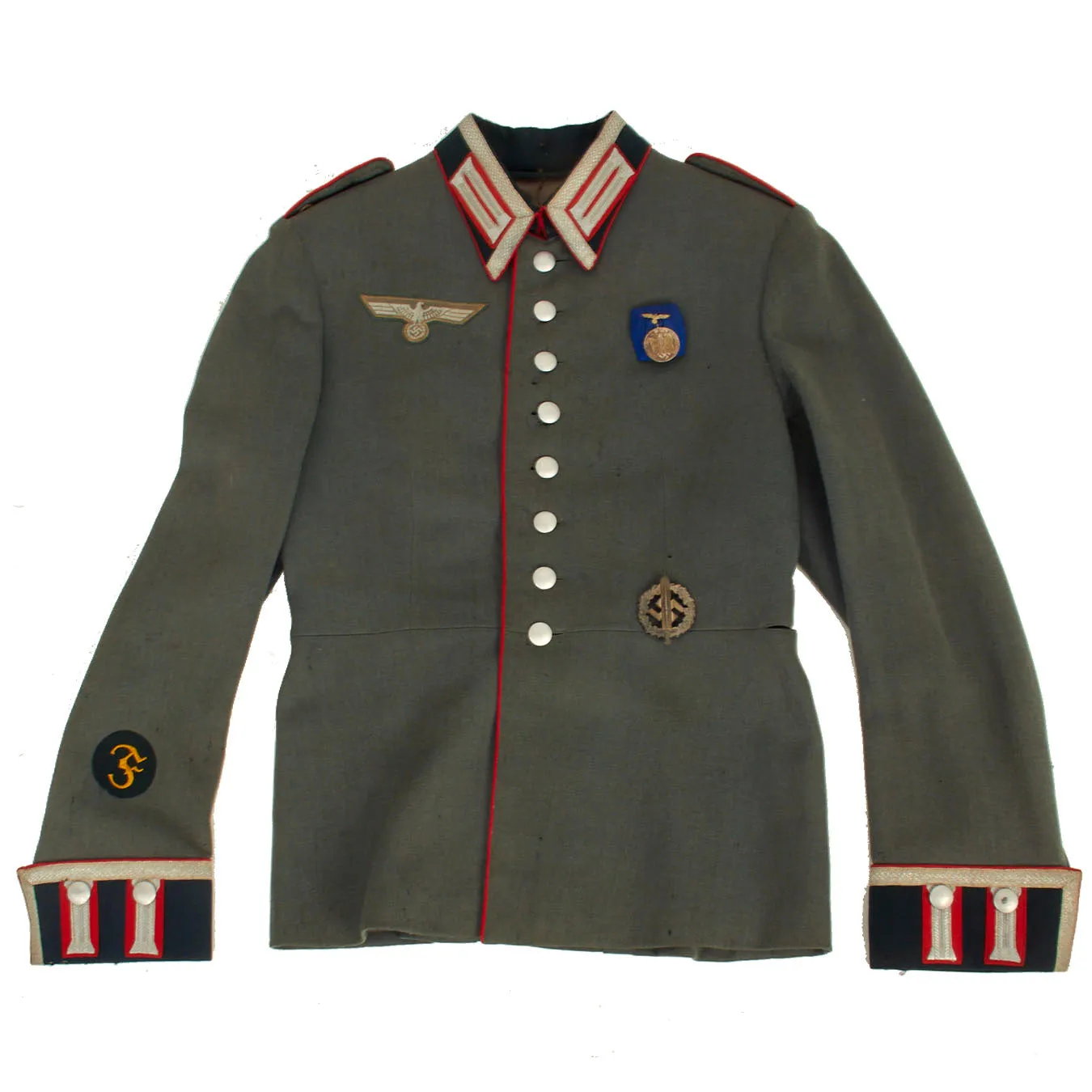 Original German WWII Heer 26th Artillery Regiment Ordnance Technician NCO M35 Waffenrock Dress Tunic - With Long Service Award and SA Sports Badge