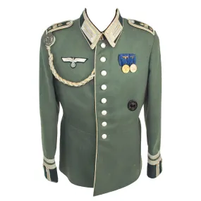 Original German WWII Heer 36th Infantry Oberfeldwebel NCO M35 Waffenrock Dress Tunic with Marksmanship Lanyard & Awards