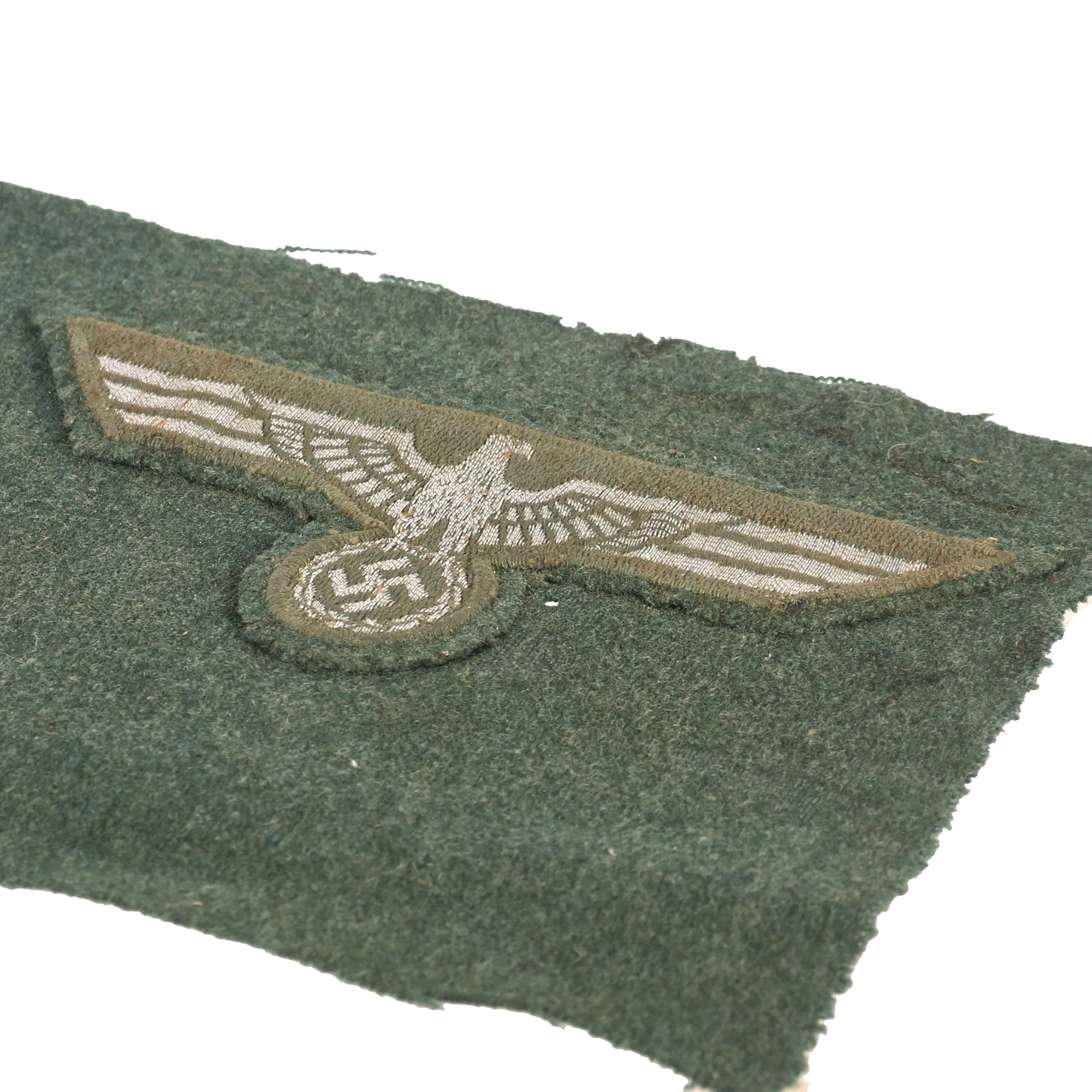 Original German WWII Heer Army NCO & Officer Machine Embroidered Breast Eagle - Uniform Cut Off