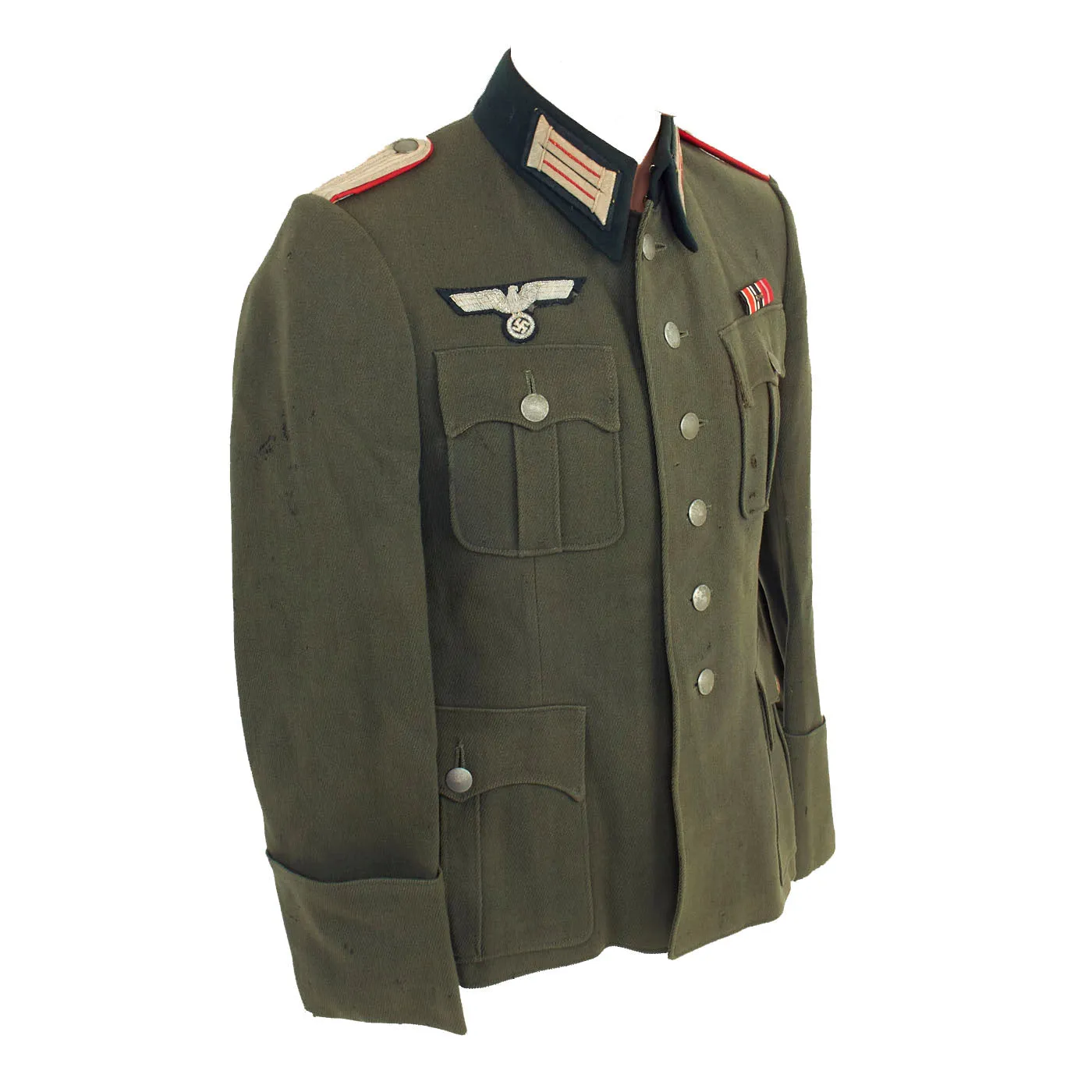 Original German WWII Heer Artillery Leutnant Officer's M36 Field Tunic with Medal Bar - Untouched Since WWII