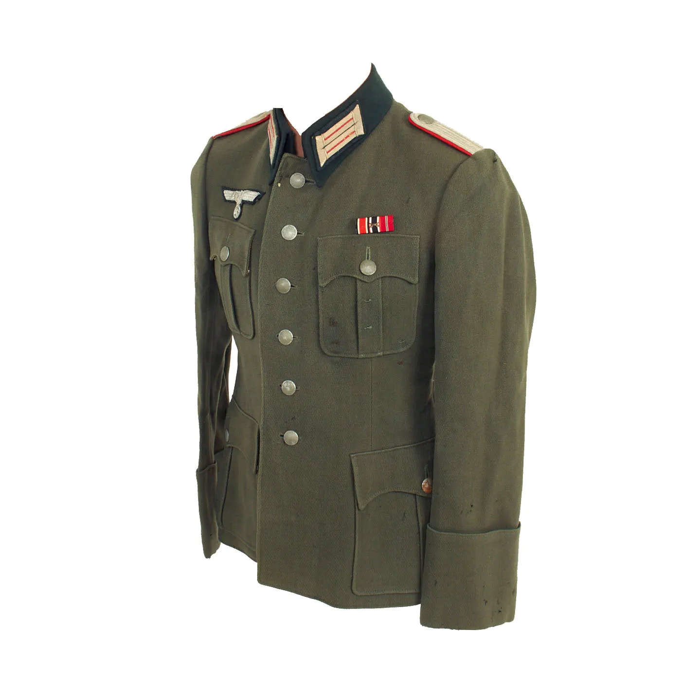 Original German WWII Heer Artillery Leutnant Officer's M36 Field Tunic with Medal Bar - Untouched Since WWII