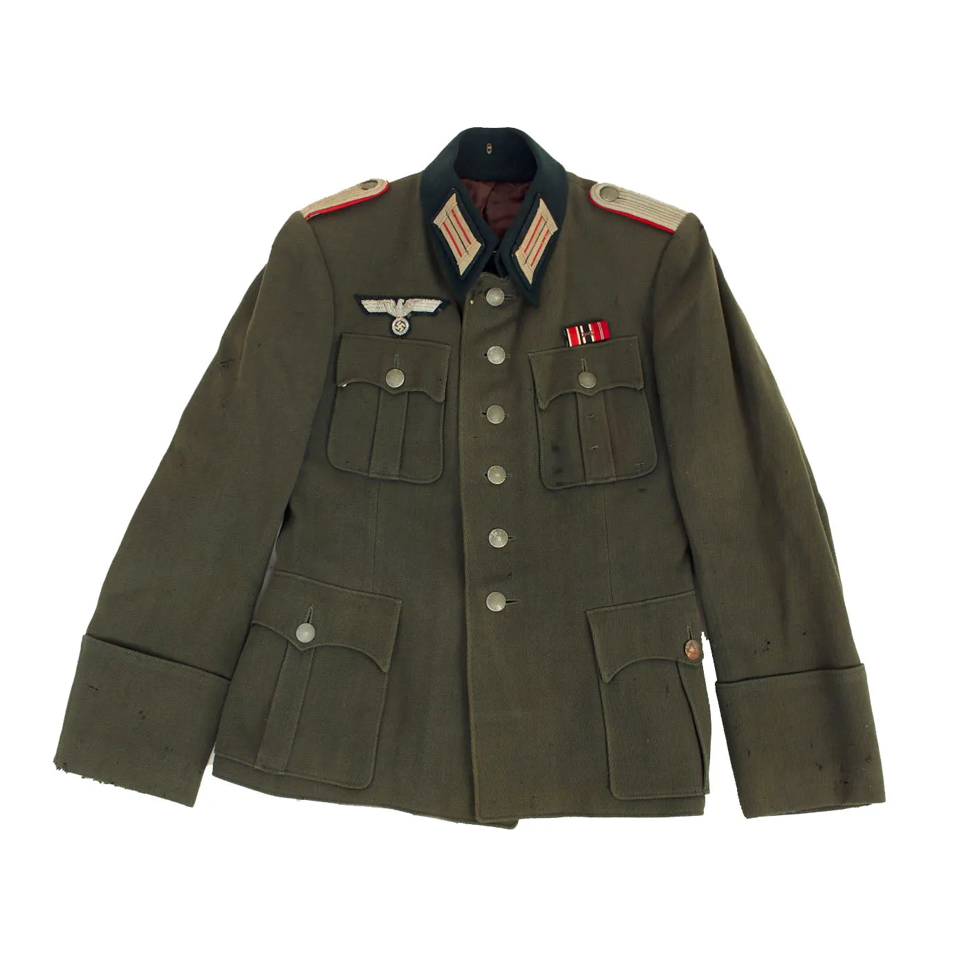 Original German WWII Heer Artillery Leutnant Officer's M36 Field Tunic with Medal Bar - Untouched Since WWII