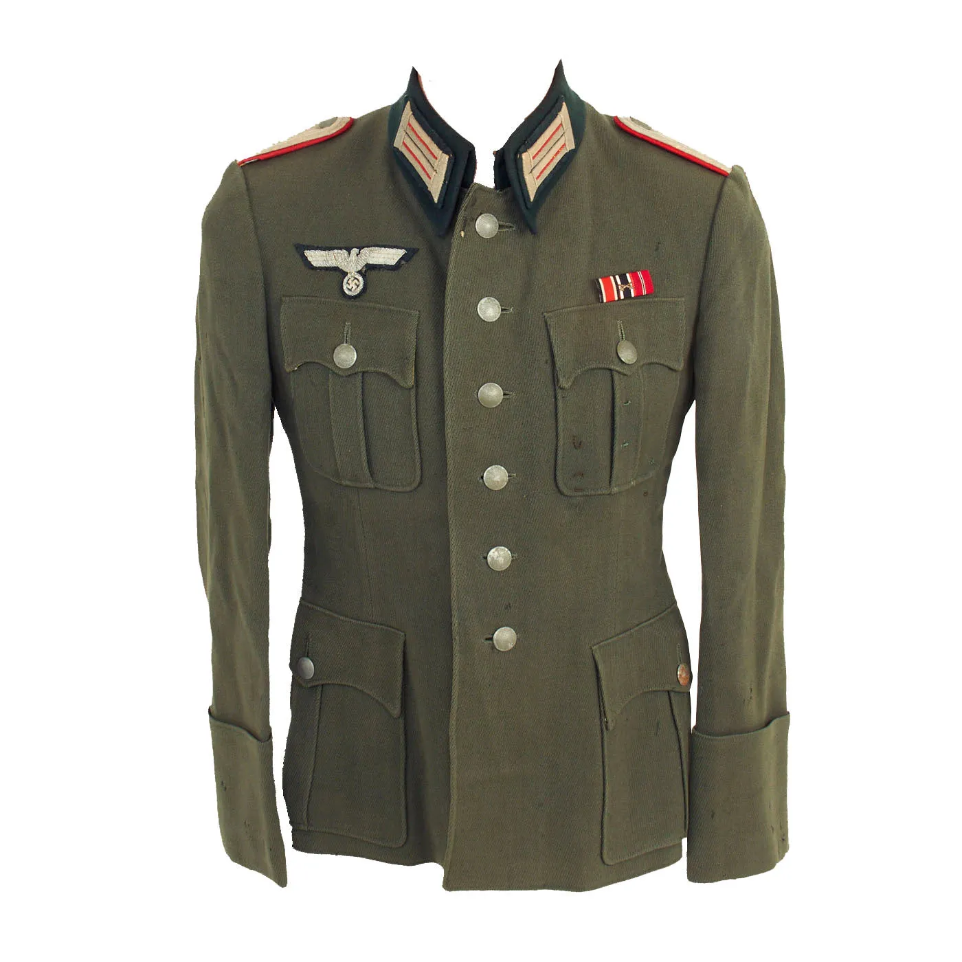 Original German WWII Heer Artillery Leutnant Officer's M36 Field Tunic with Medal Bar - Untouched Since WWII