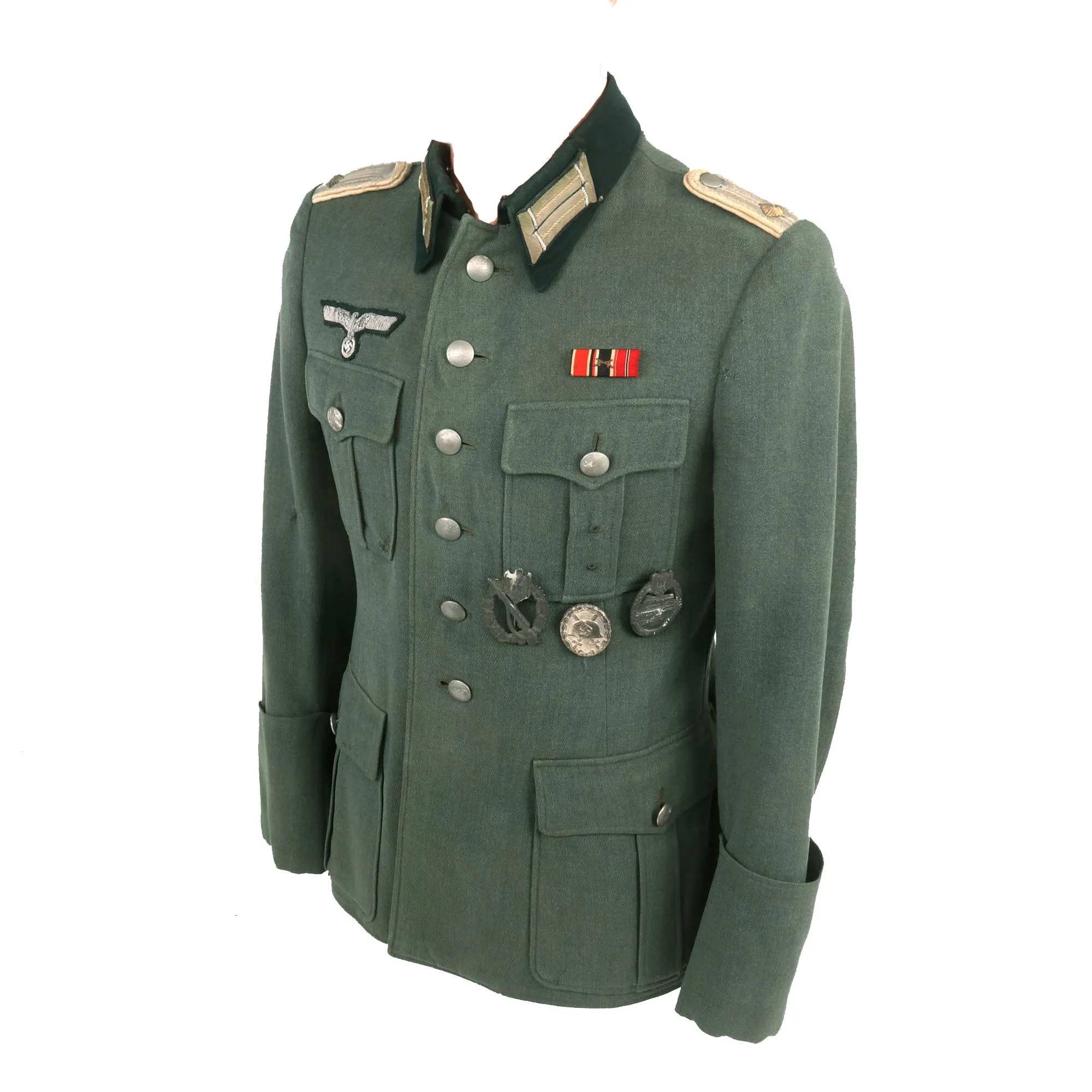 Original German WWII Heer Infantry Oberleutnant's M36 Field Uniform Tunic with IAB, Wound Badge, PAB & Ribbon Bar