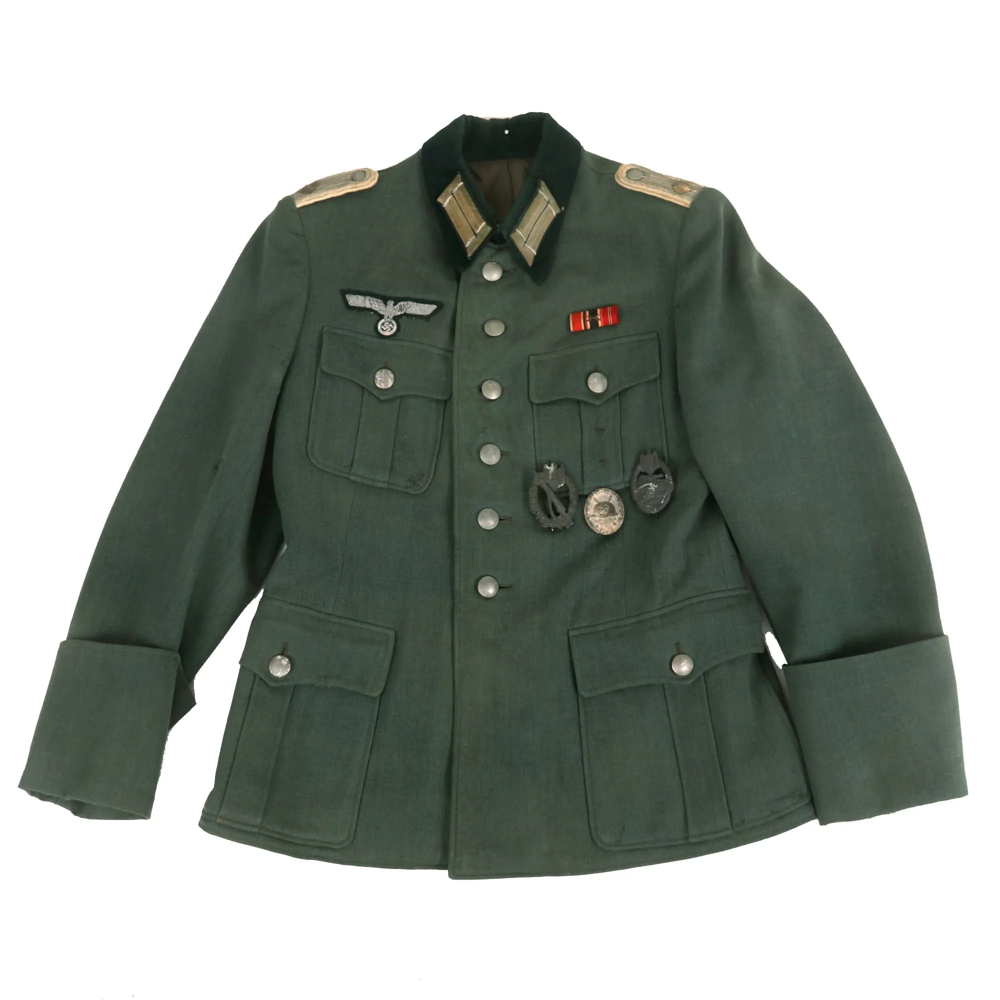 Original German WWII Heer Infantry Oberleutnant's M36 Field Uniform Tunic with IAB, Wound Badge, PAB & Ribbon Bar