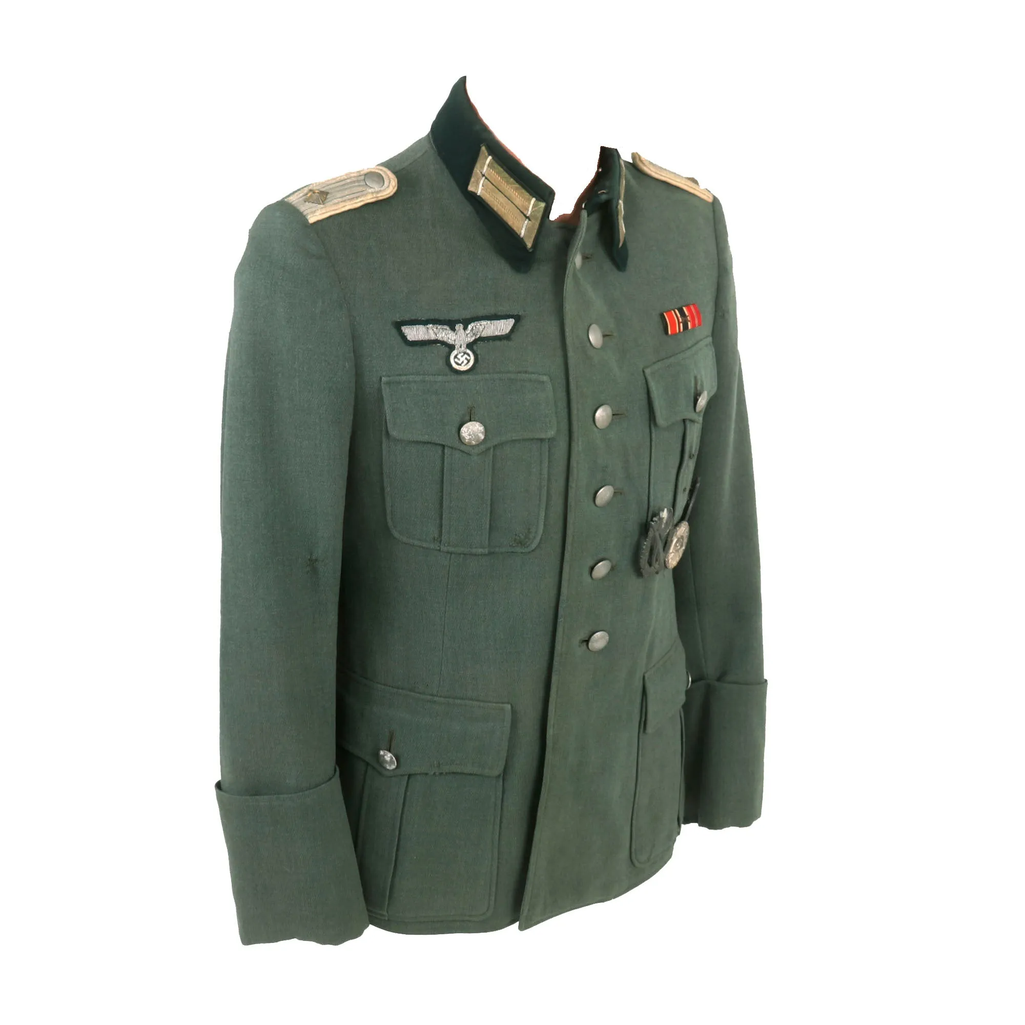 Original German WWII Heer Infantry Oberleutnant's M36 Field Uniform Tunic with IAB, Wound Badge, PAB & Ribbon Bar