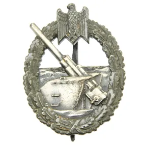 Original German WWII Kriegsmarine Coastal Artillery Badge by Funke & Brüninghaus, Lüdenscheid