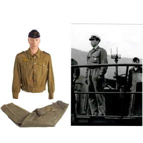 Original German WWII Kriegsmarine U-boat Uniform Group Named to Kapitänleutnant Hans Fiedler - Commander of U-998