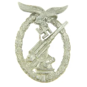 Original German WWII Luftwaffe Anti-Aircraft Flak Battle Badge by Walter Henlein of Gablonz