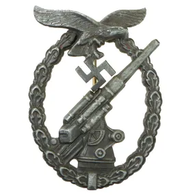 Original German WWII Luftwaffe Anti-Aircraft Flak Battle Badge - Unmarked Zinc Alloy Construction