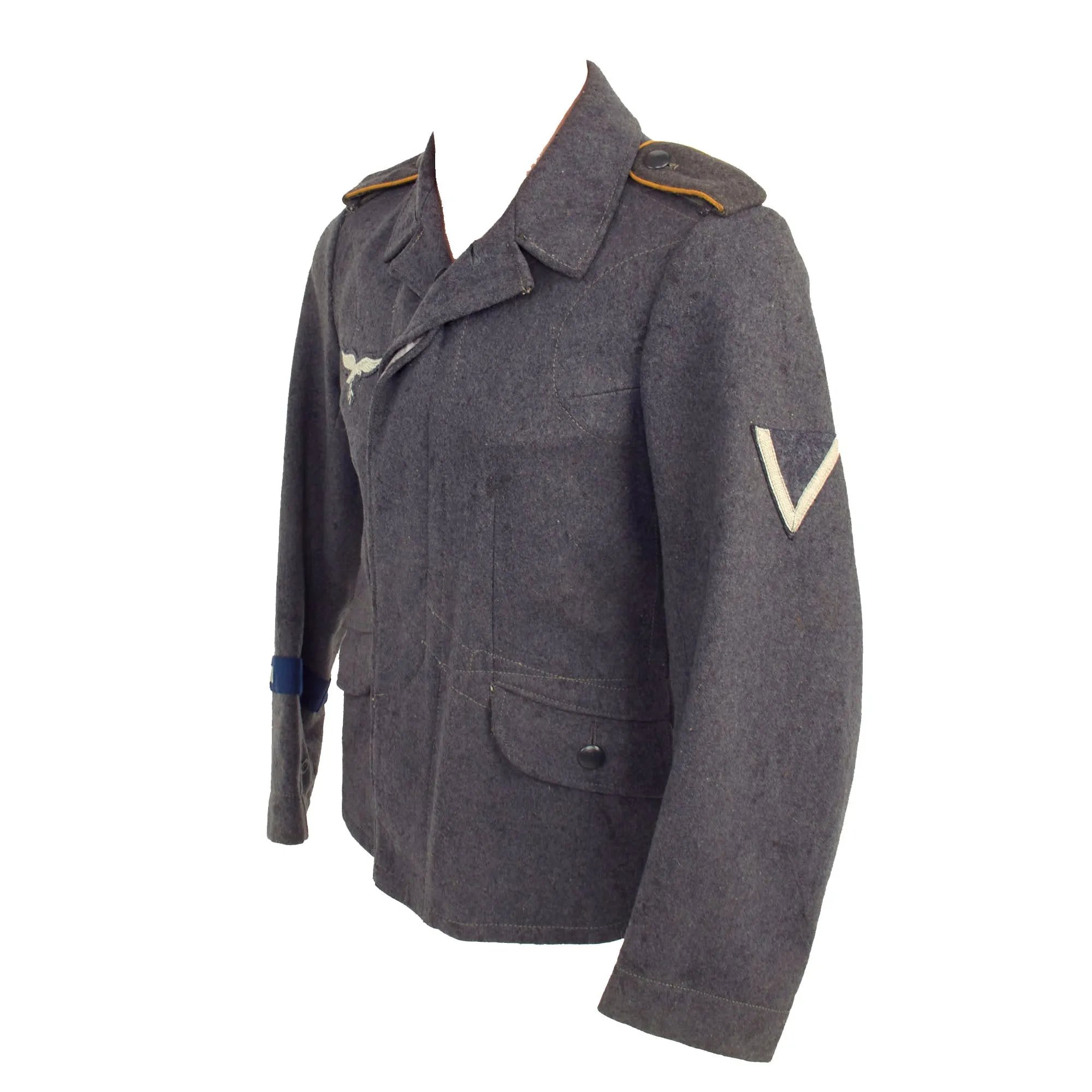 Original German WWII Luftwaffe Division Hermann Göring Panzer Signal Battalion Enlisted M40 Fliegerbluse Flight Blouse Tunic