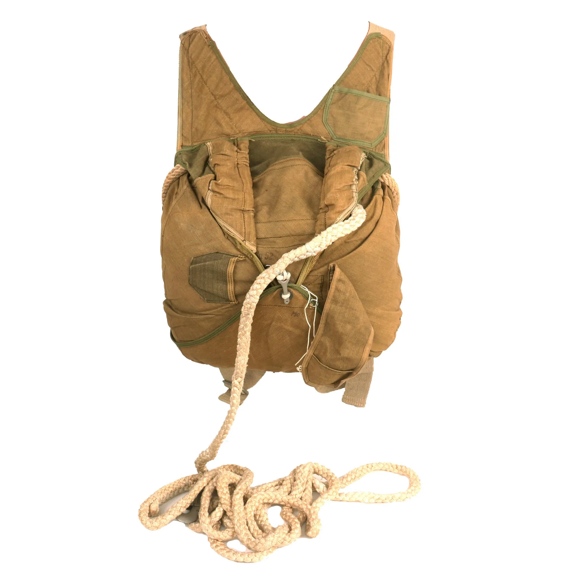 Original German WWII Luftwaffe Fallschirmjäger Parachute Complete Set with Harness and Transit Chest dated 1944