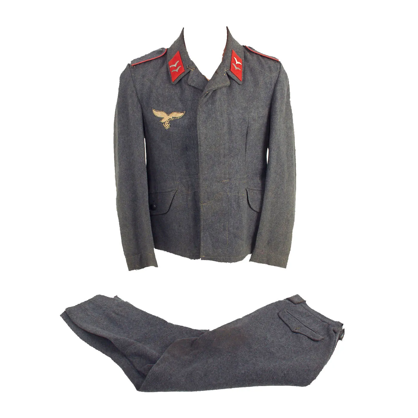 Original German WWII Luftwaffe Flak Artillery Kanonier Enlisted Fliegerbluse Uniform Tunic and Breeches